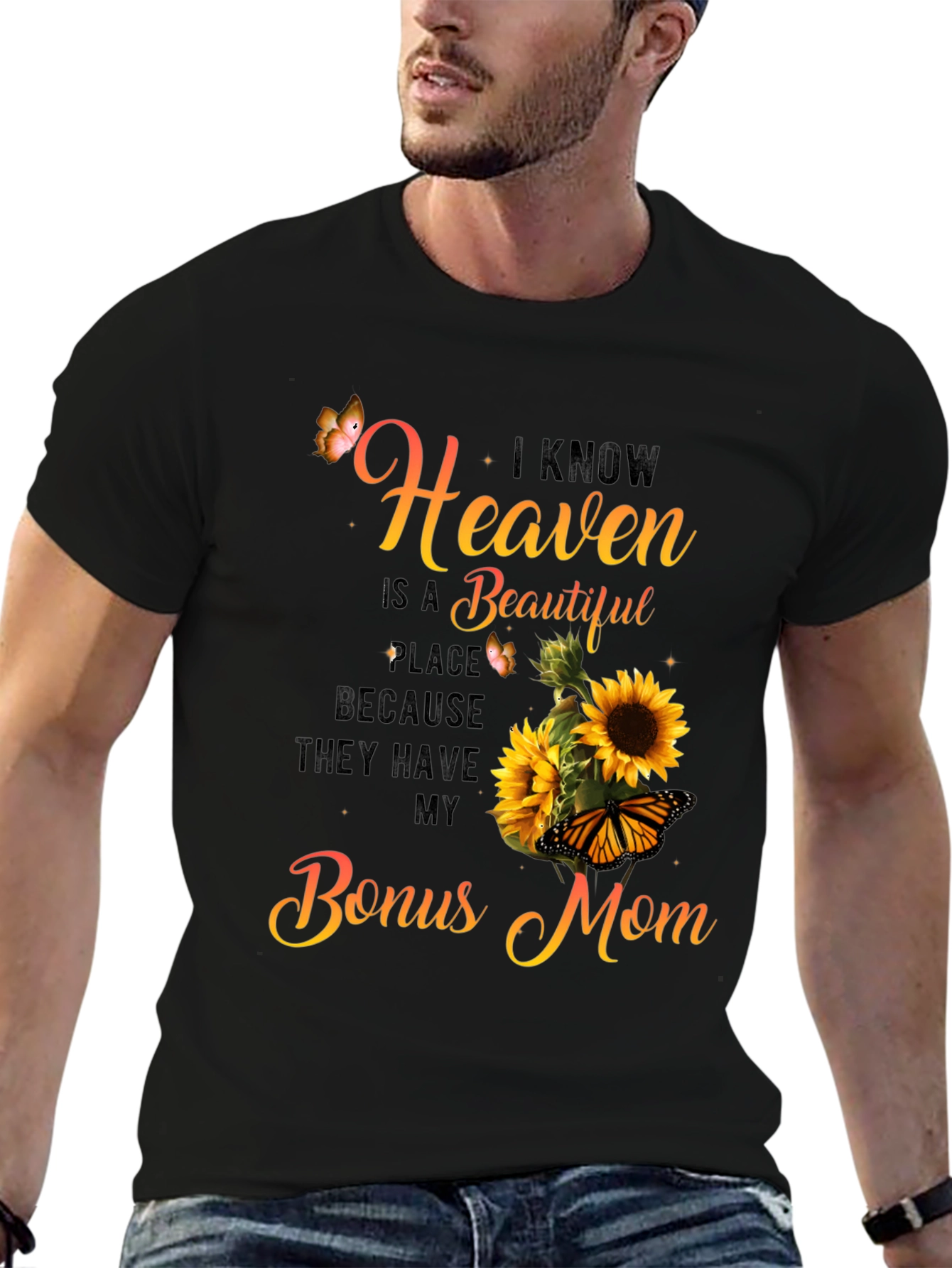 Black Bonus Mom Sunflower Graphic Tee view 6