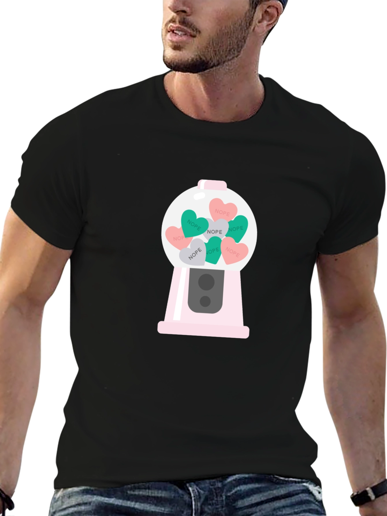 Black Nope Candy Heart Gumball Machine T-Shirt view 6