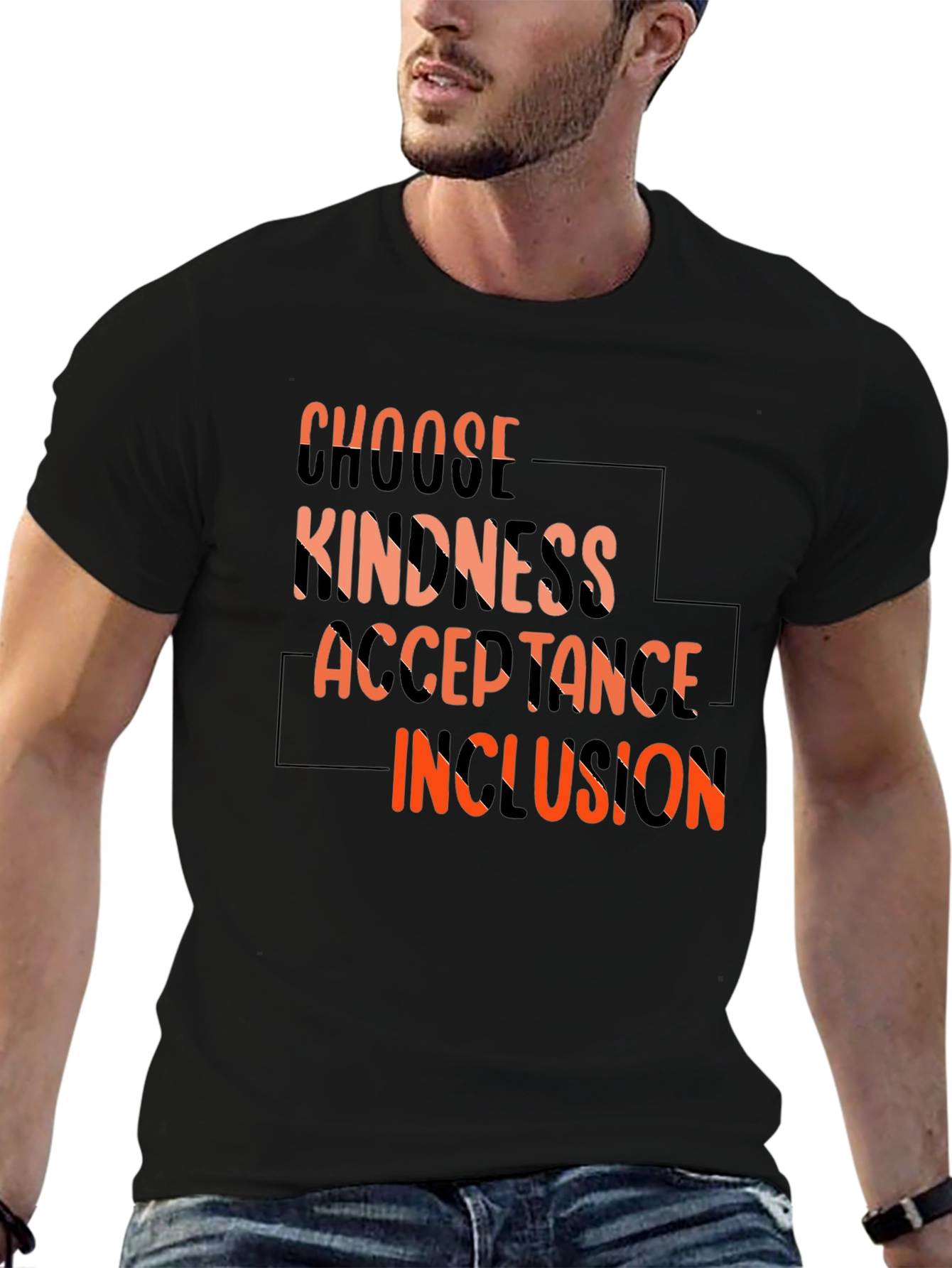 Black Choose Kindness, Acceptance, Inclusion T-Shirt view 6
