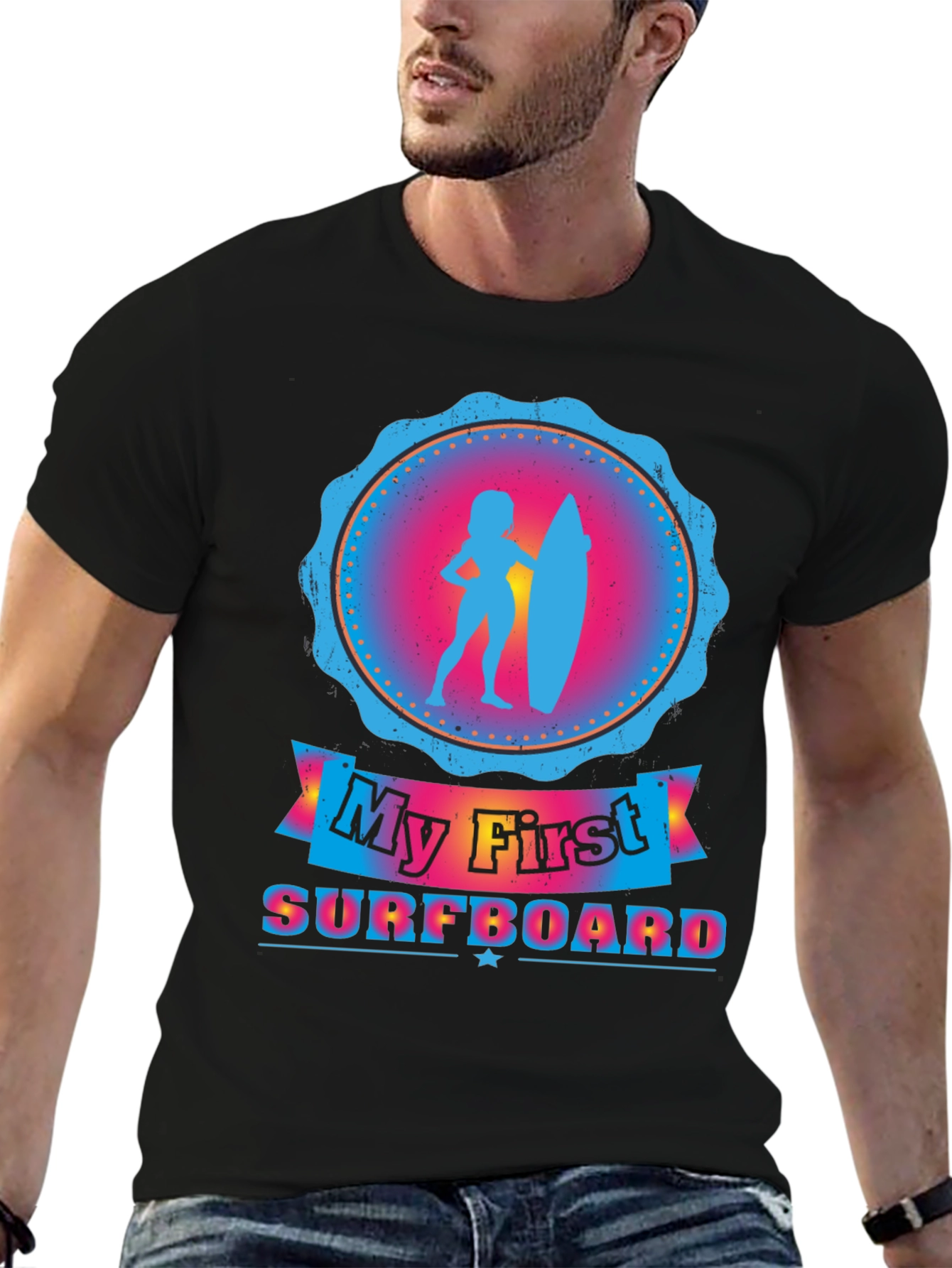 Black My First Surfboard Tee - Black view 6