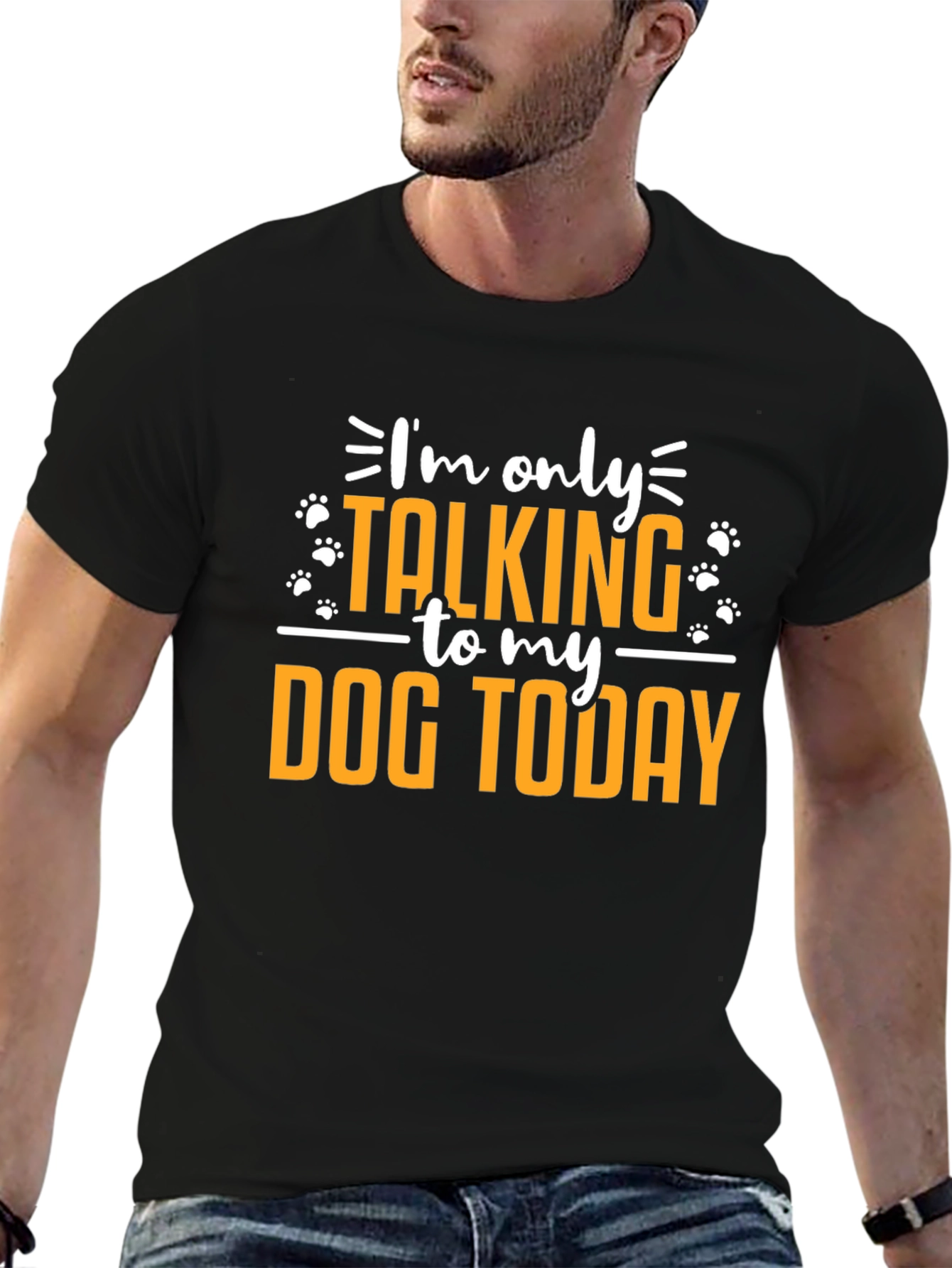 Black Dog Lover T-Shirt - Talking to My Dog Today - Casual Wear view 6