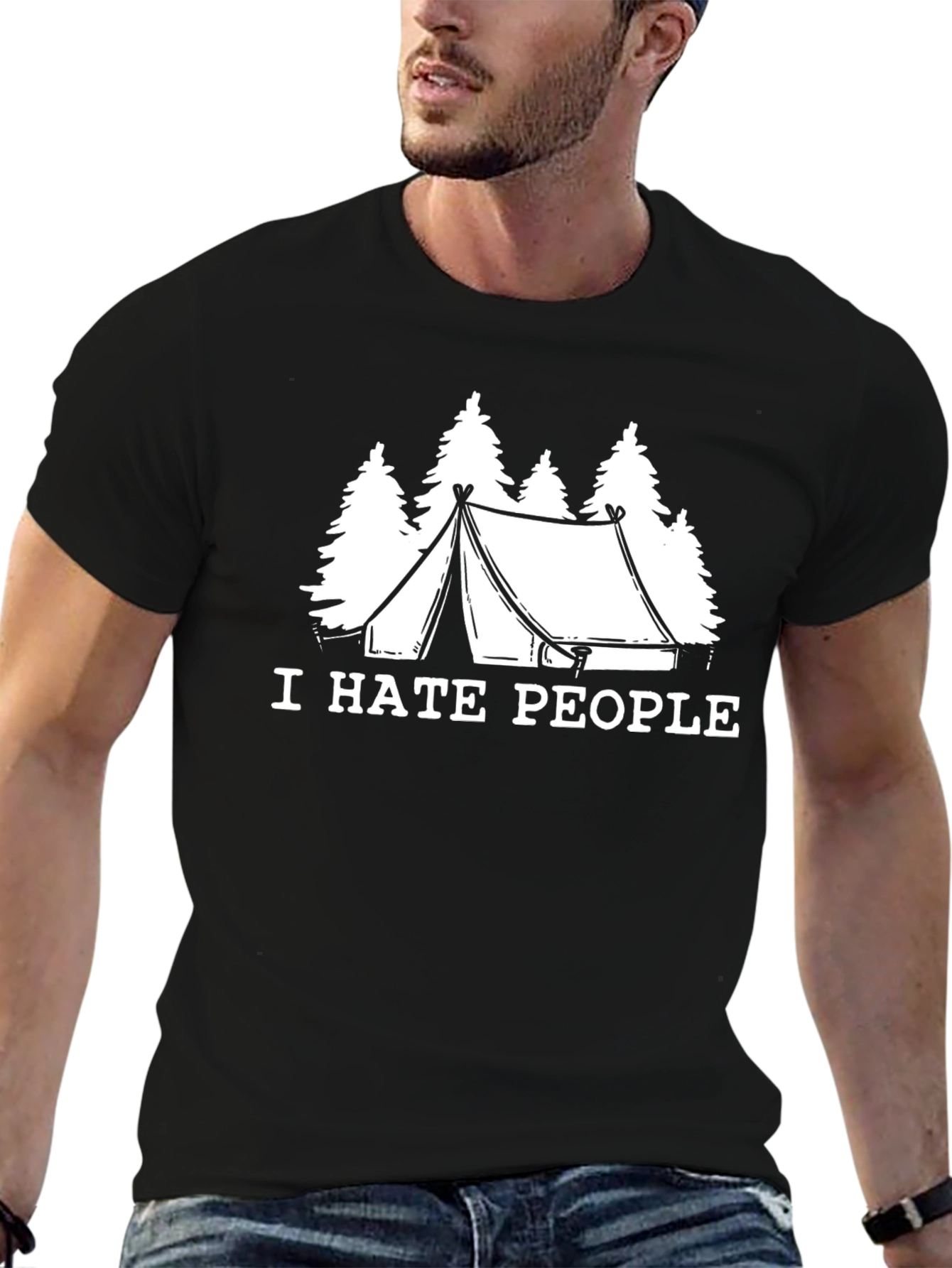 Black I Hate People Camping T-Shirt view 6
