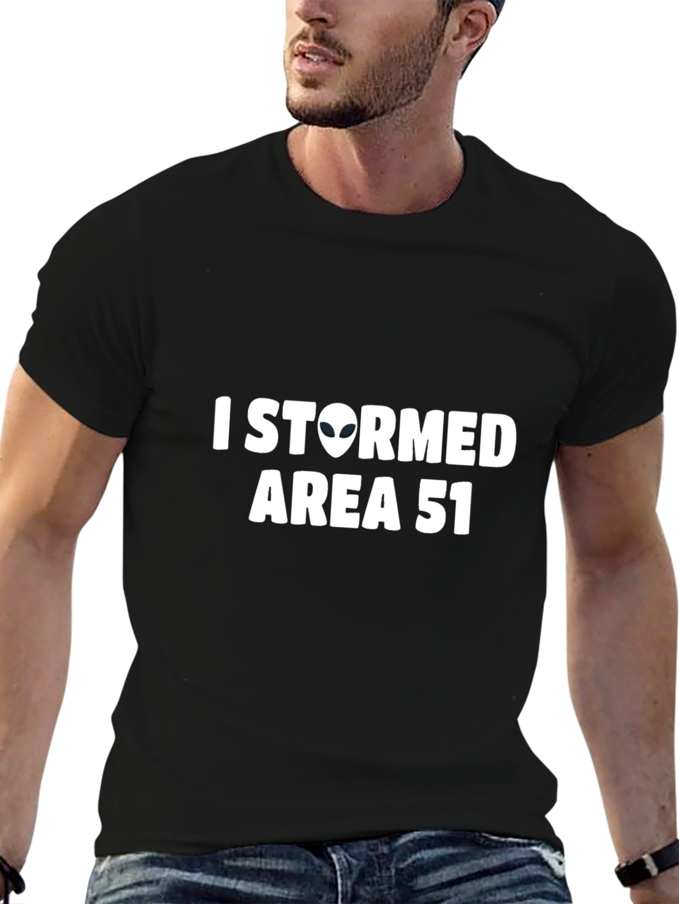 Black I Stormed Area 51 Alien Graphic Tee - Black view 6