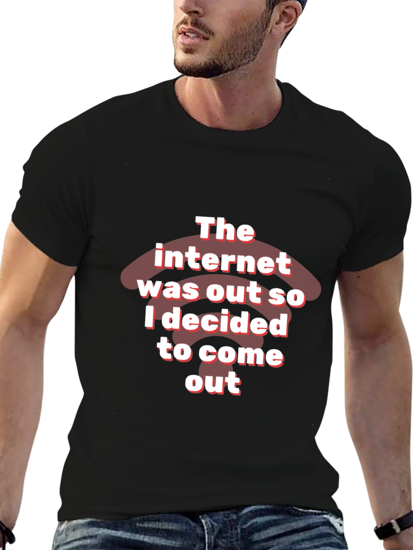 Black Funny Internet Out T-Shirt view 6