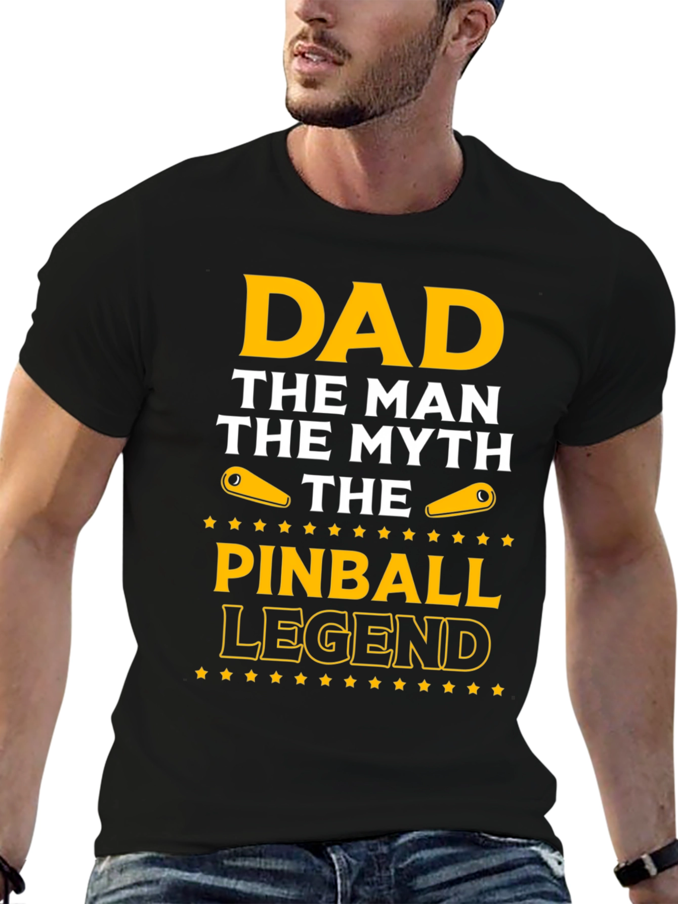 Black Dad Pinball Legend T-Shirt view 6