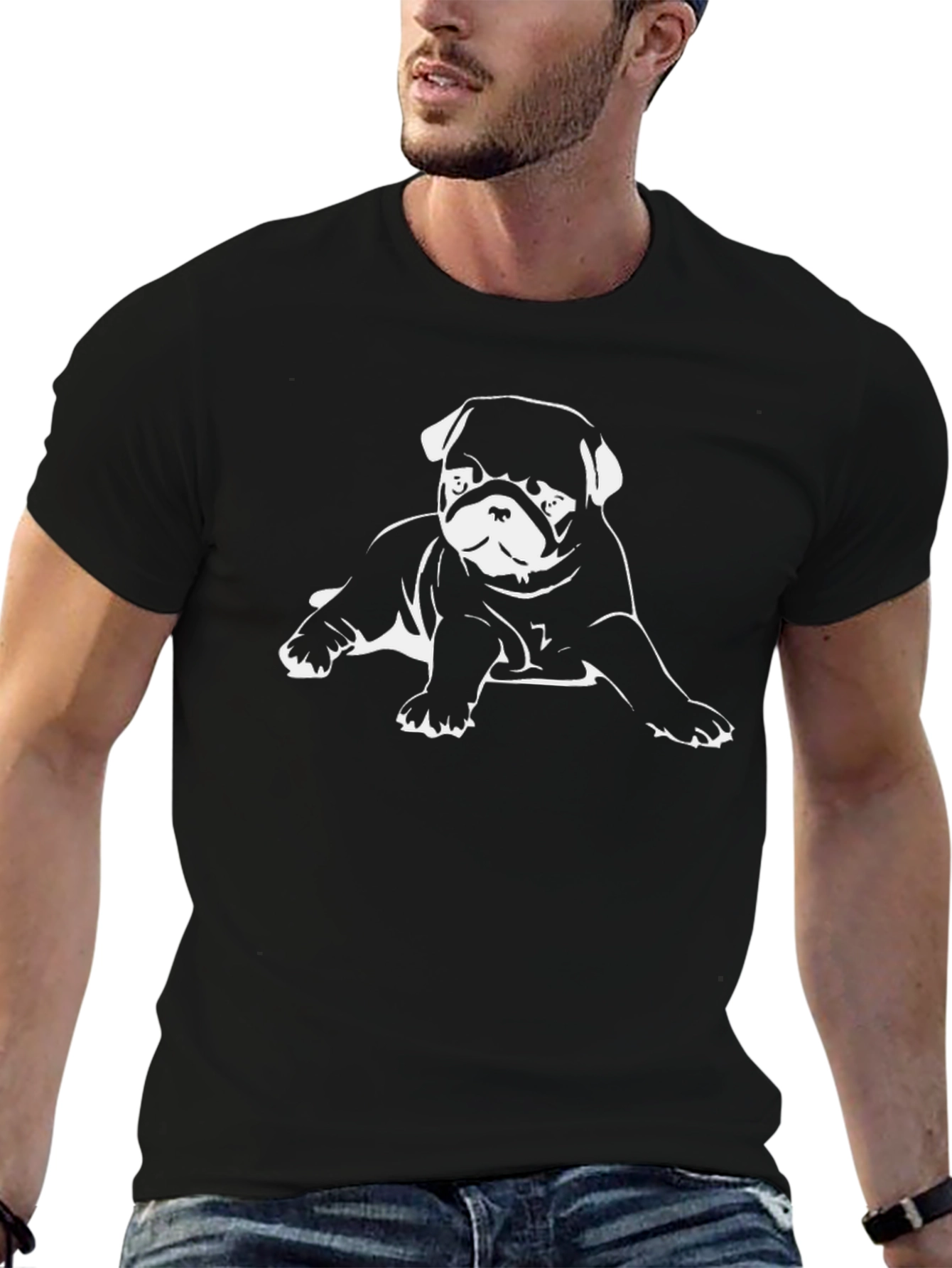 Black Black Bulldog Graphic Tee - Men's Casual Shirt view 6