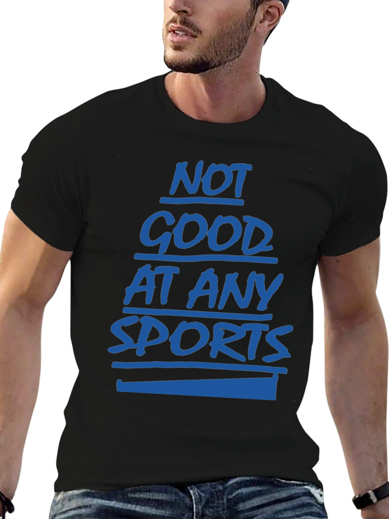 Black Not Good at Any Sports Graphic T-Shirt view 6