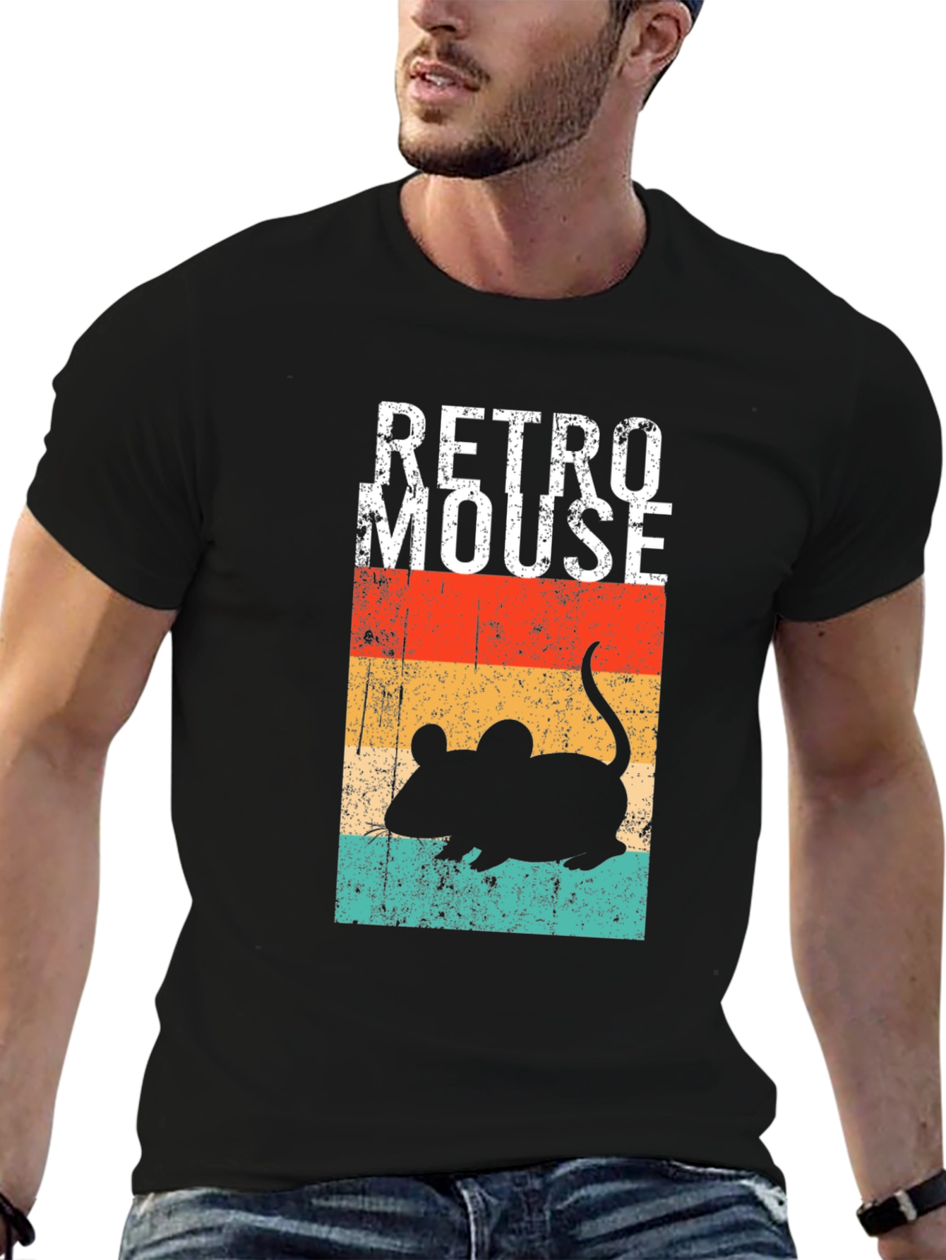 Black Retro Mouse Graphic T-Shirt - Vintage Style Tee view 6