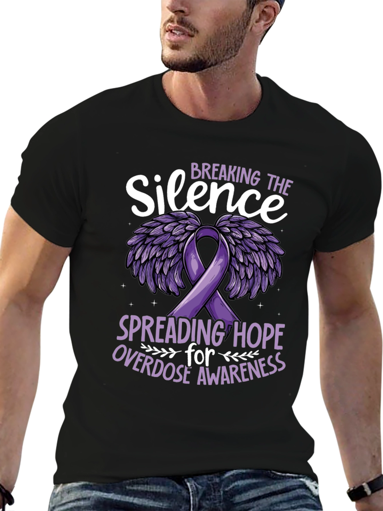 Black Breaking the Silence Overdose Awareness T-Shirt view 6