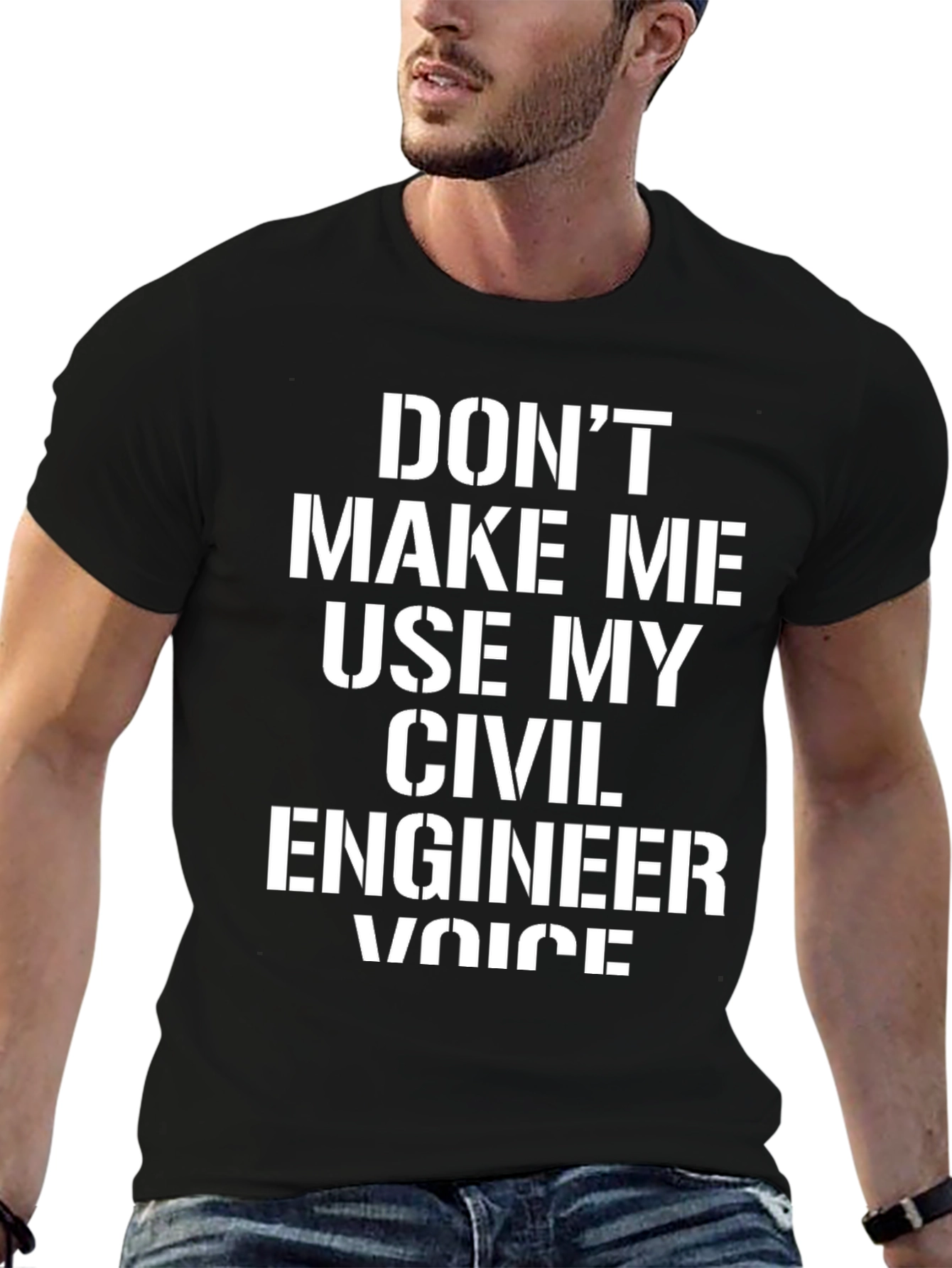 Black Civil Engineer Voice T-Shirt - Funny Engineering Tee view 6