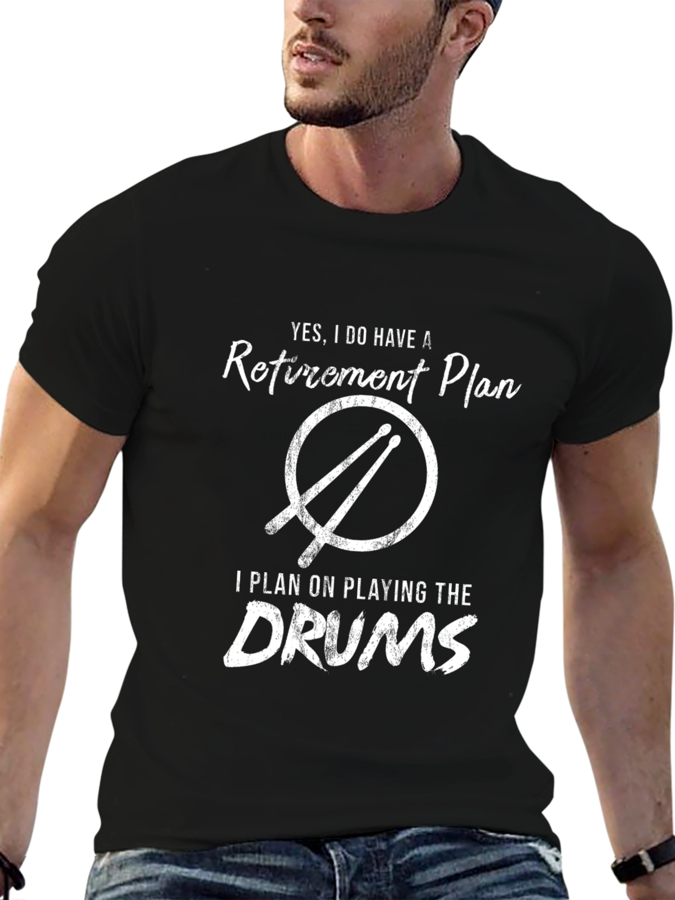 Retirement Plan Drummer T-Shirt Black Cotton - 6