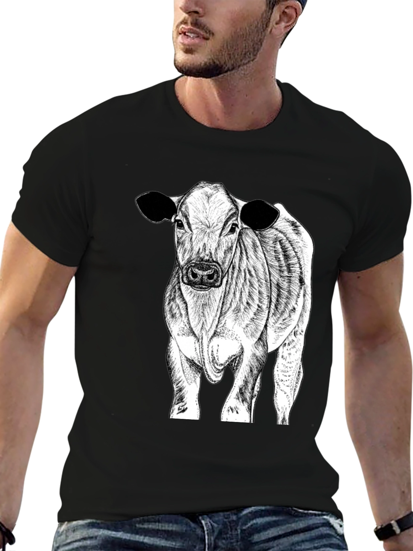 Black Cow Graphic Tee - Black Cotton Blend view 6