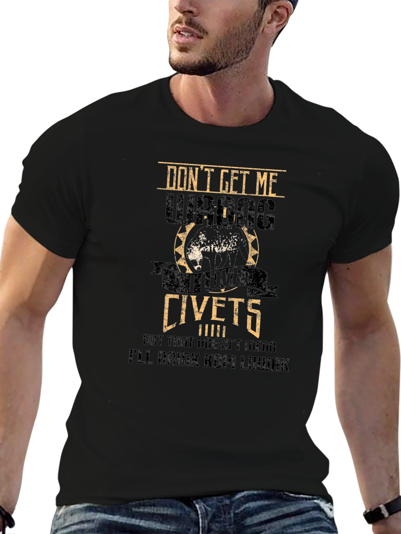Black Civet Lover Graphic T-Shirt, Novelty Design view 6