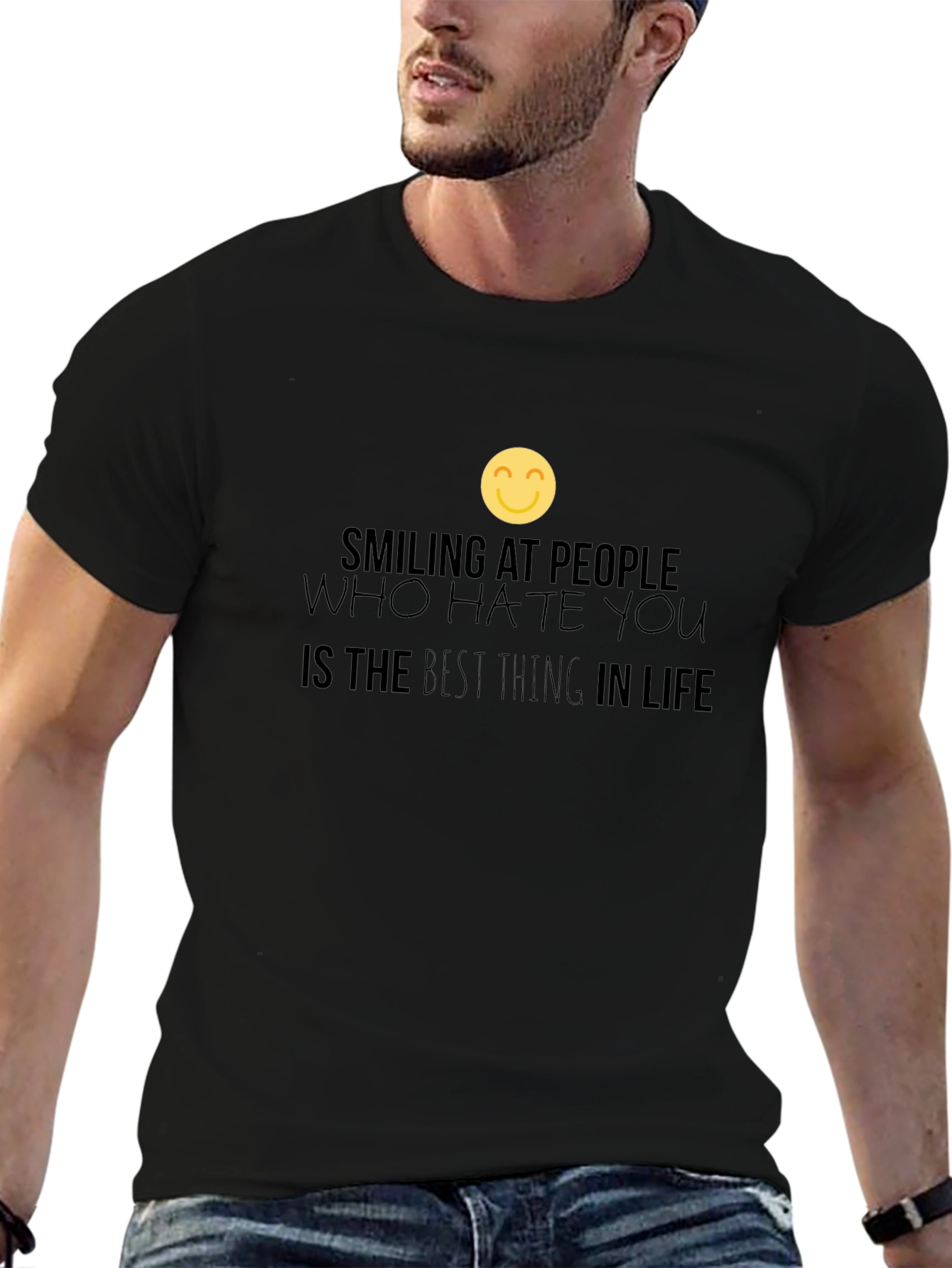 Black Smiling at People Tee - Best Thing In Life Shirt view 6