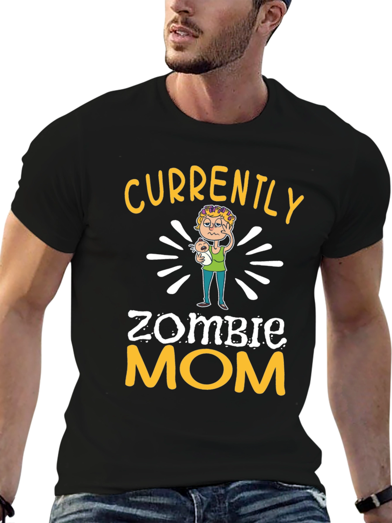 Black Zombie Mom Graphic T-Shirt - Funny Mother's Day Tee view 6
