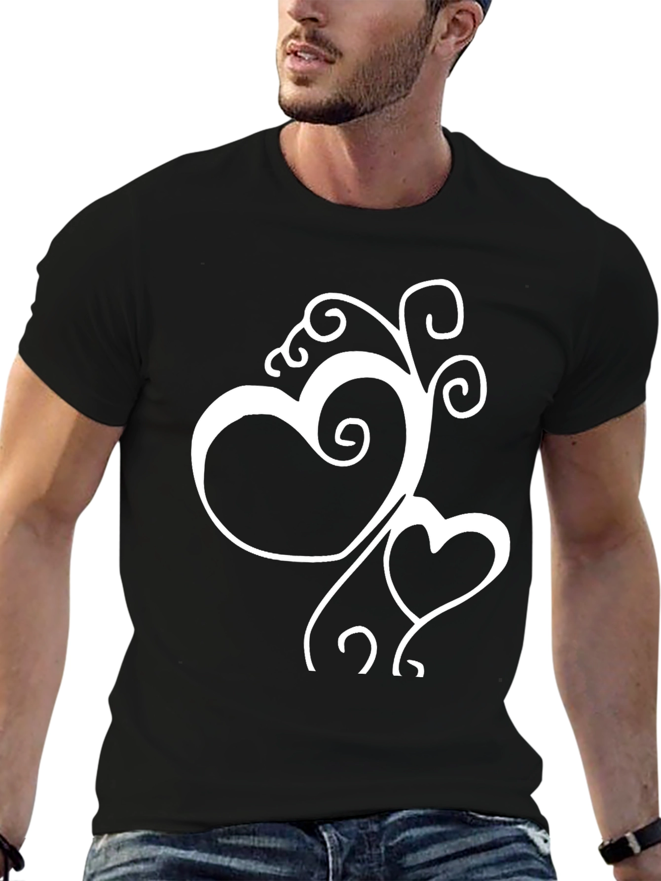 Black Heart Swirl Graphic Tee - Black Casual Shirt view 6