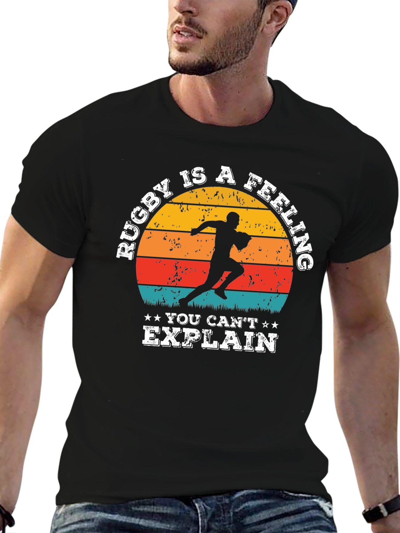 Black Rugby Is a Feeling T-Shirt - Retro Style view 6