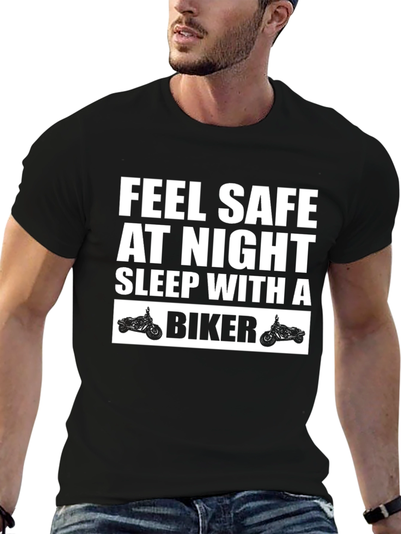 Black Feel Safe Biker Graphic Tee - Soft Cotton Blend view 6