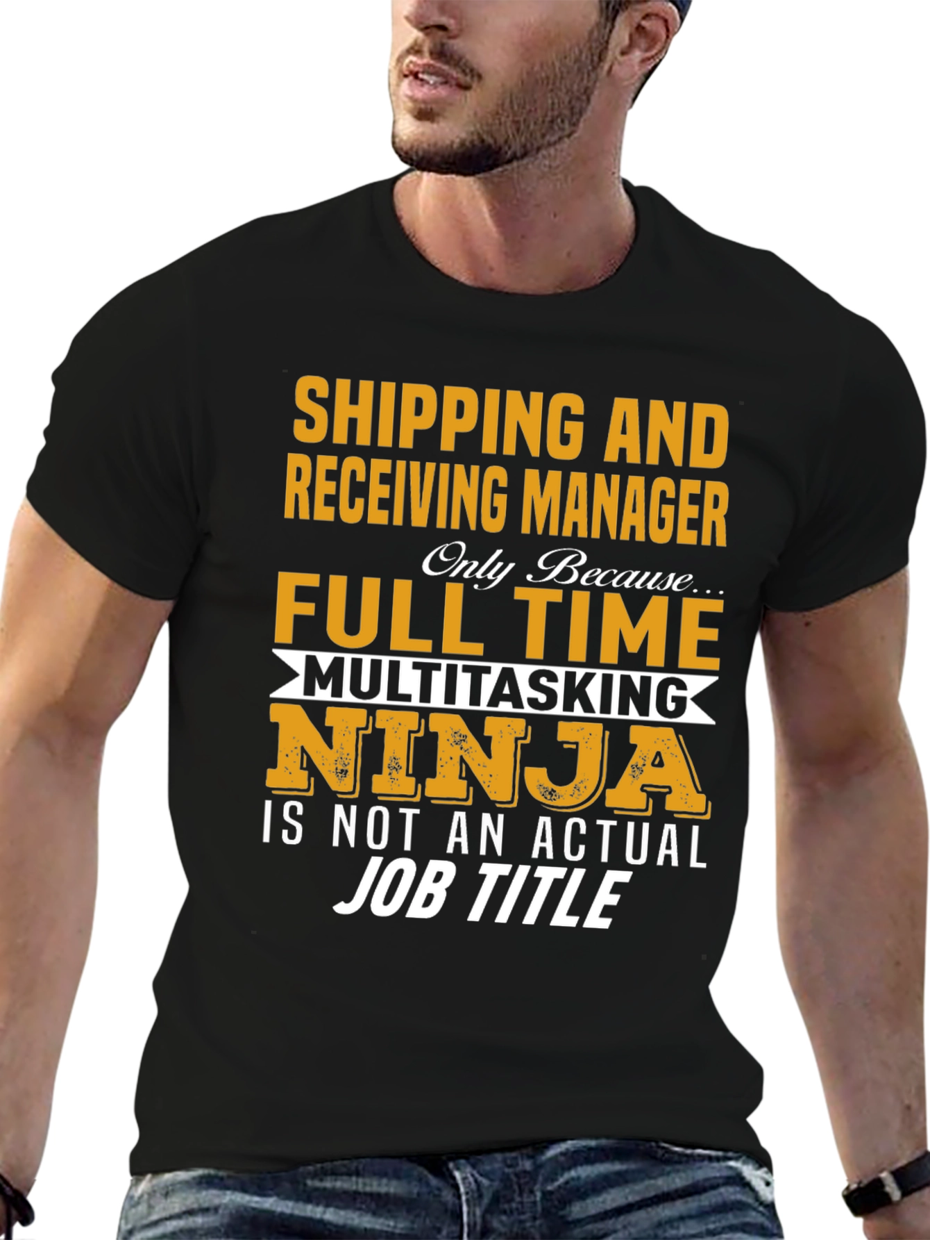 Black Shipping Manager Ninja Graphic Tee view 6