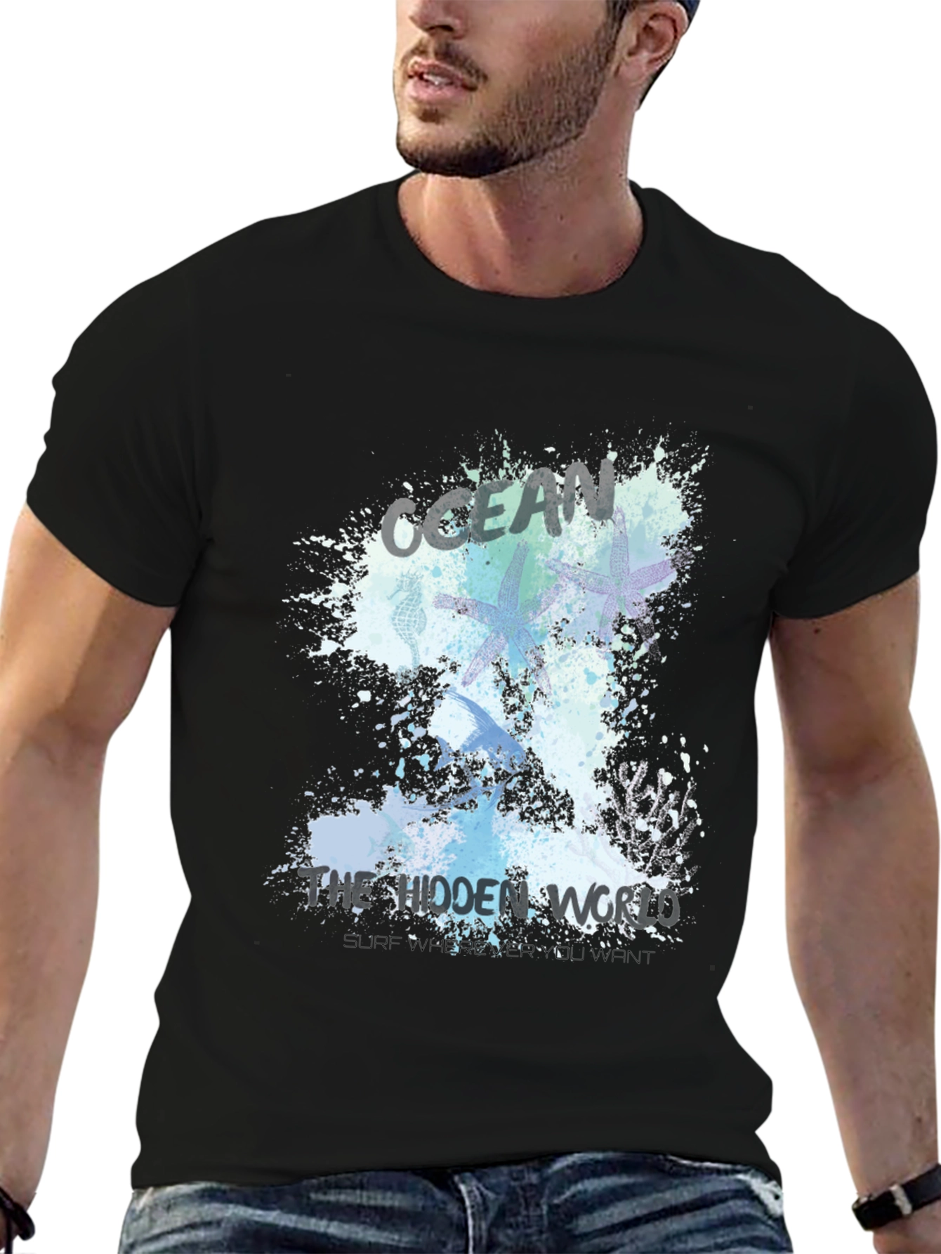 Black Ocean Hidden World Black Graphic Tee view 6