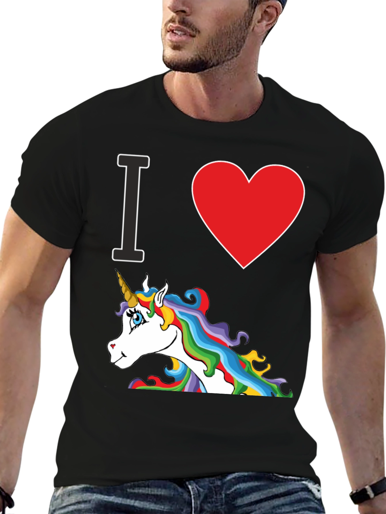 Black I Heart Unicorn Black T-Shirt view 6
