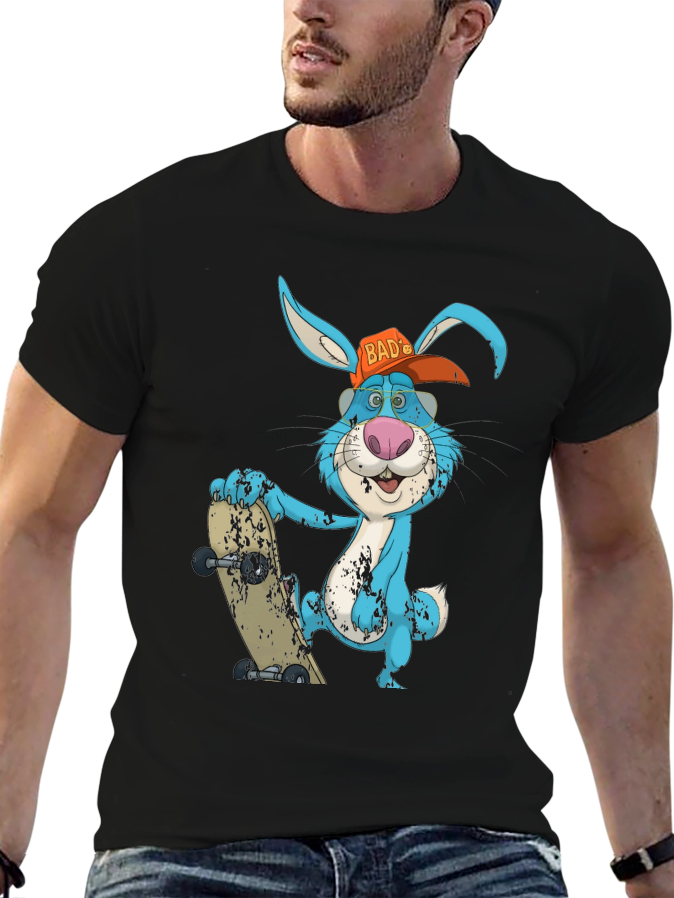Black Bad Bunny Skater T-Shirt view 6