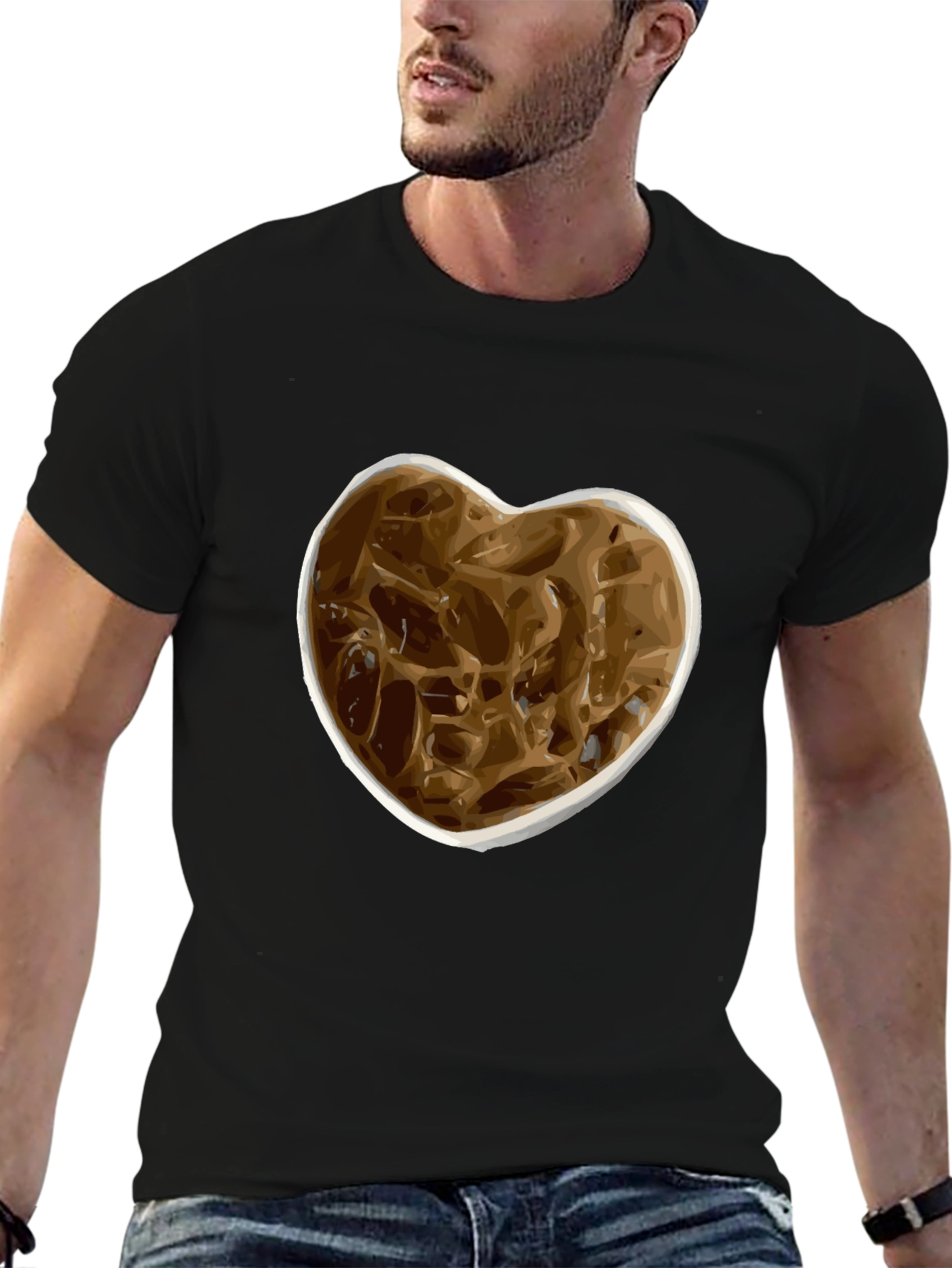 Black Iced Coffee Heart Graphic Tee - Casual Style view 6