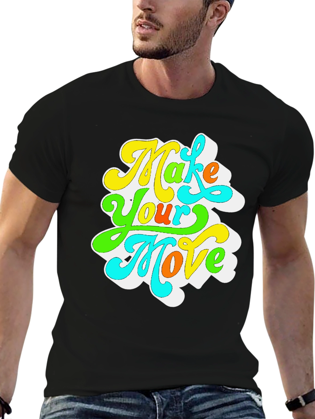 Black Make Your Move Retro Graphic T-Shirt view 6