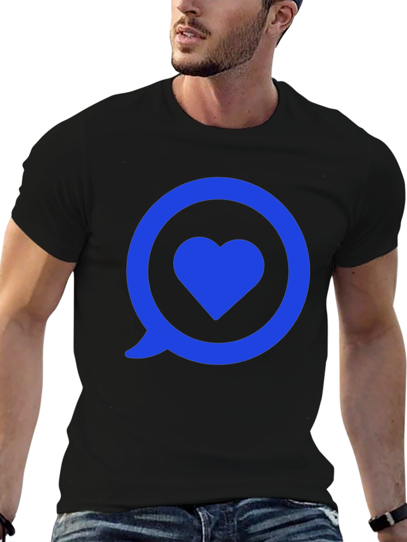 Black Heart in Speech Bubble Graphic Tee - Modern Style view 6