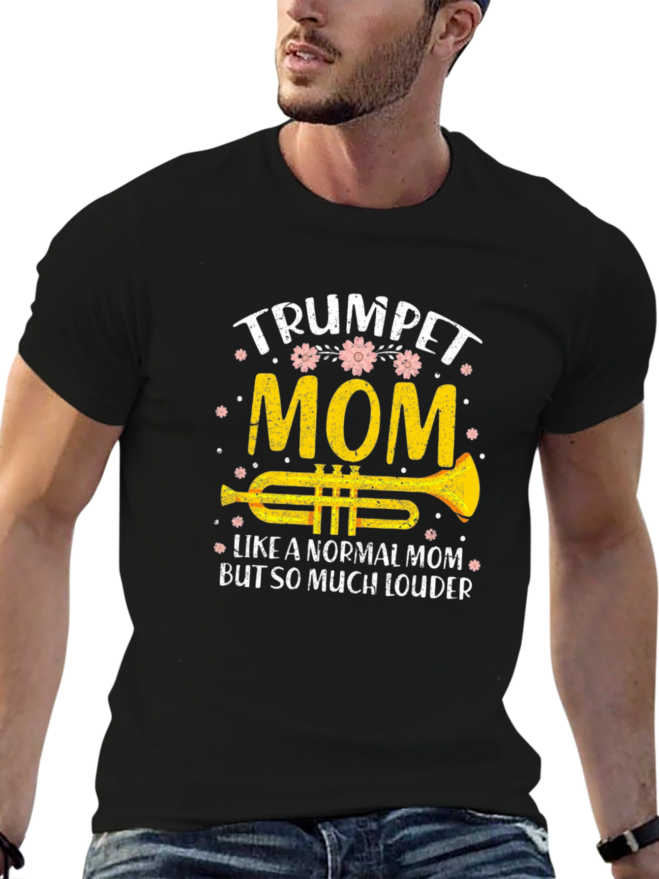 Black Trumpet Mom T-Shirt, Musician Gift view 6