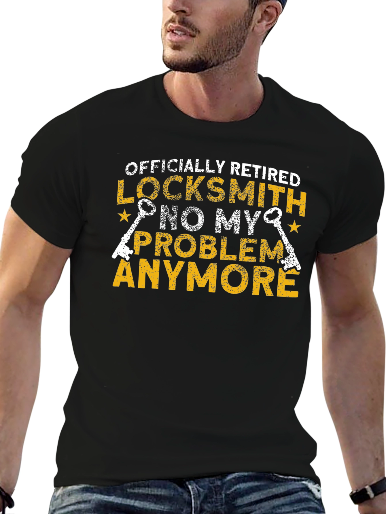 Black Retired Locksmith T-Shirt - No My Problem Anymore view 6