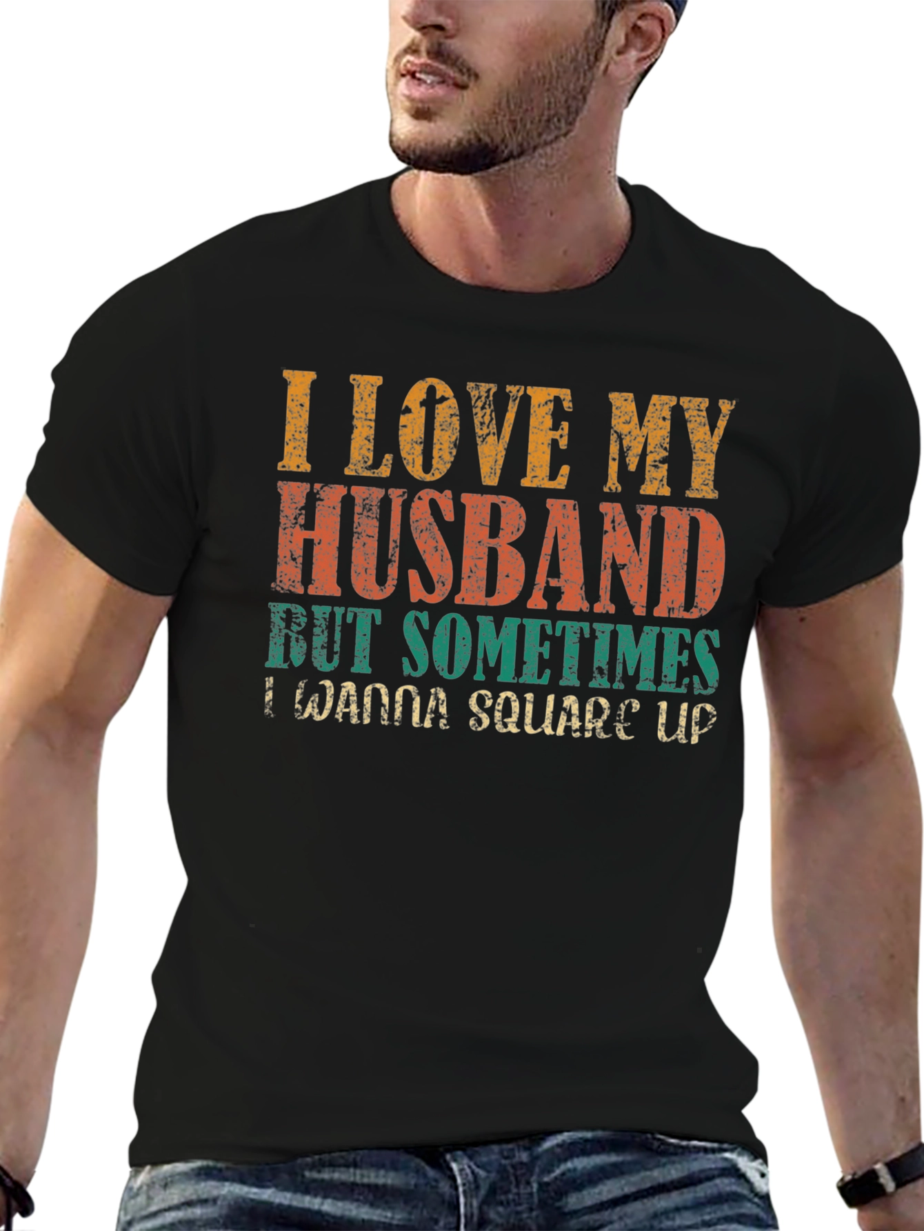 Black I Love My Husband Novelty Graphic Tee view 6