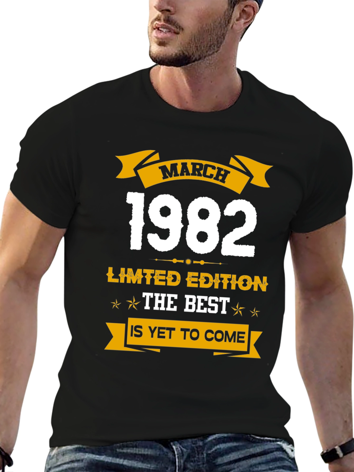 Black March 1982 Limited Edition Birthday T-Shirt view 6