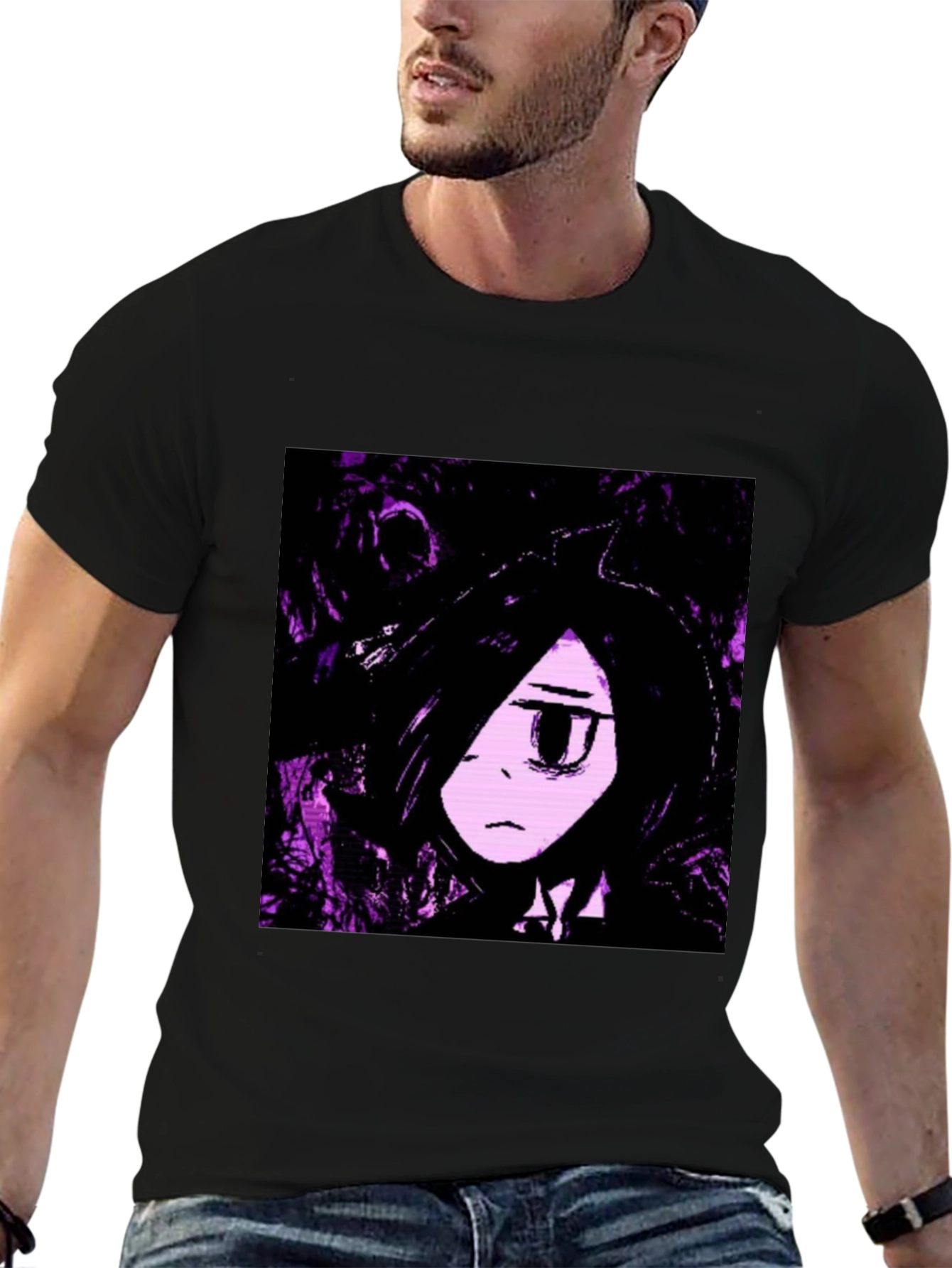 Black Anime Graphic Black T-Shirt view 6