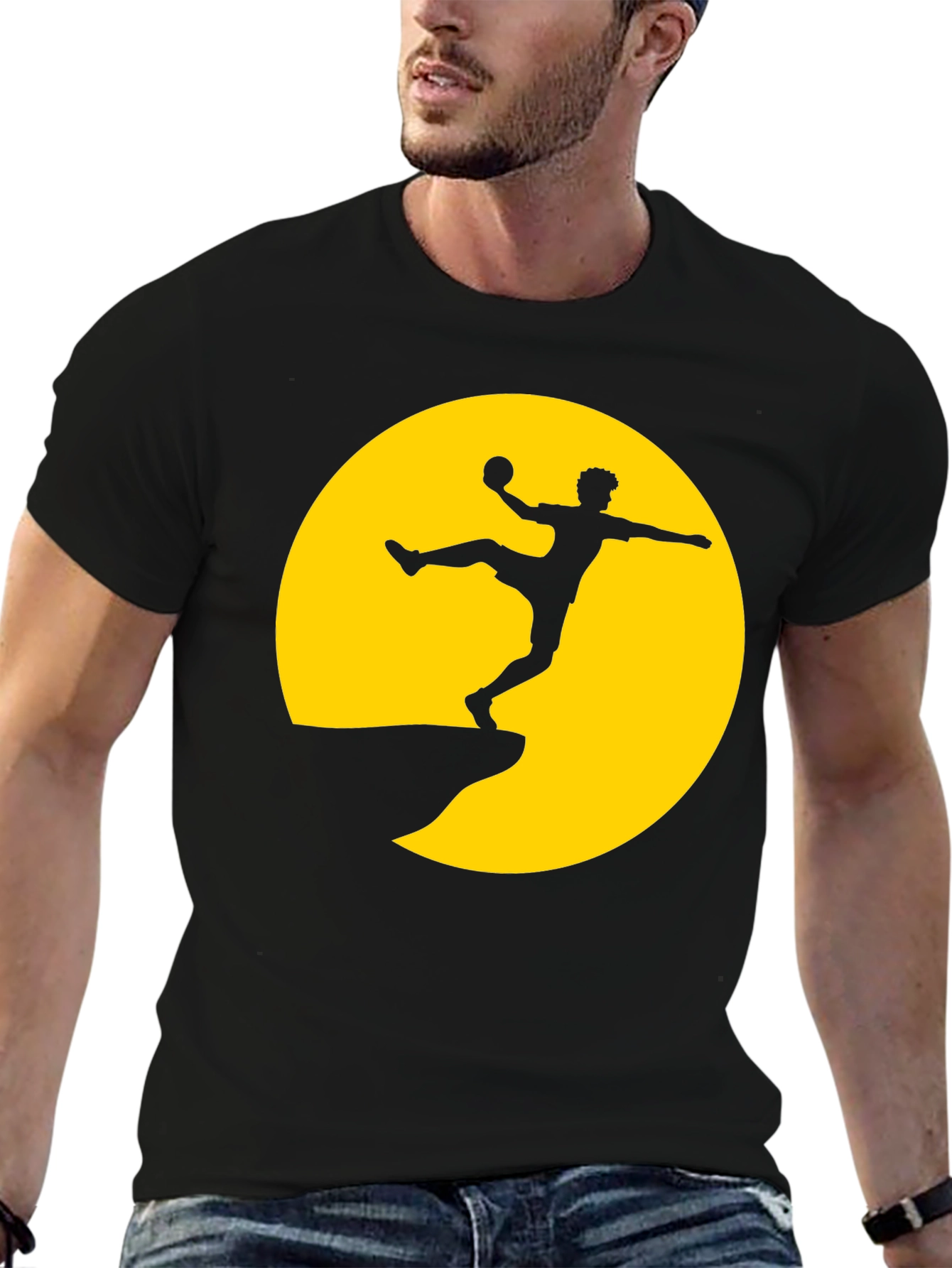 Black Silhouette Soccer Player Graphic Tee view 6