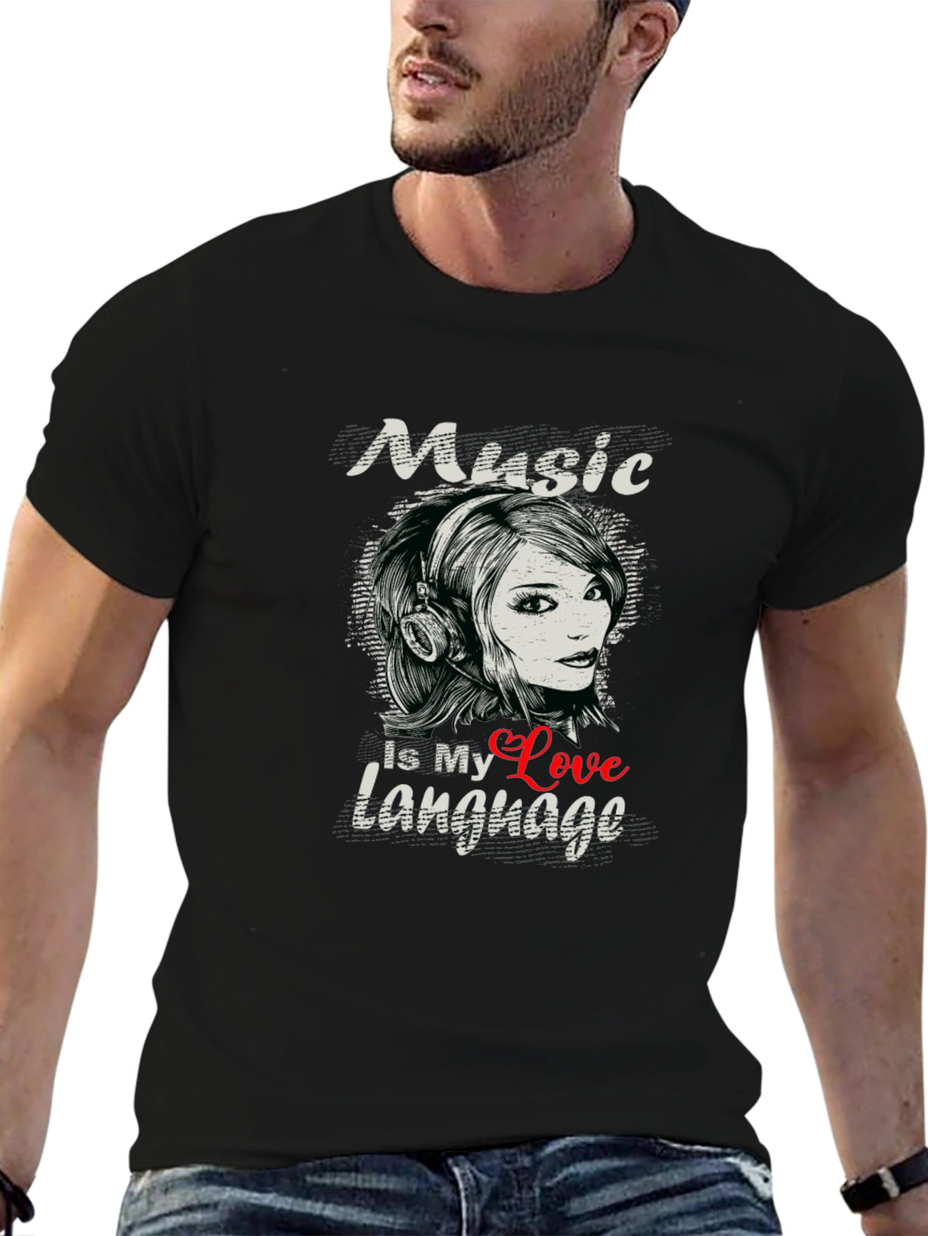 Black Music Is My Love Language Black T-Shirt view 6