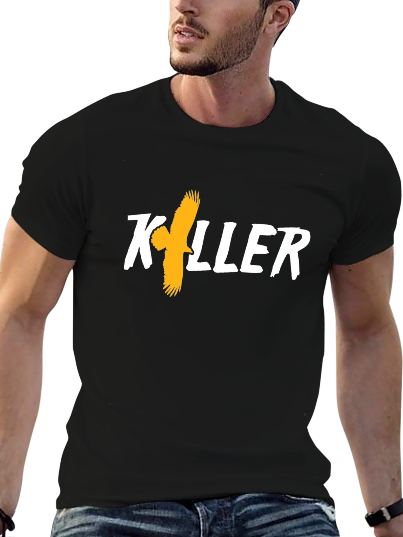 Black Killer Eagle Black T-Shirt - Bold Graphic Tee view 6