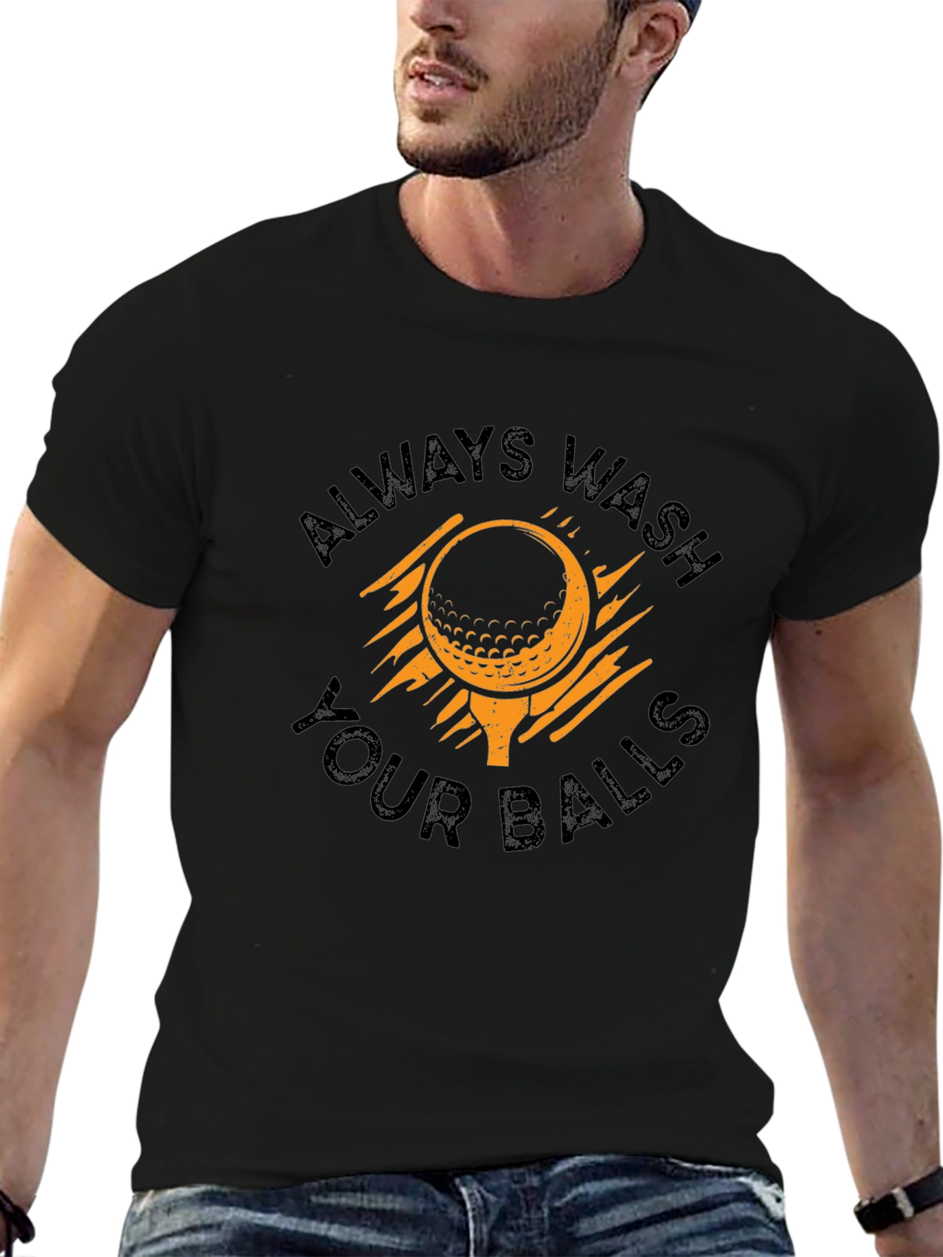 Black Always Wash Your Balls Golf T-Shirt view 6