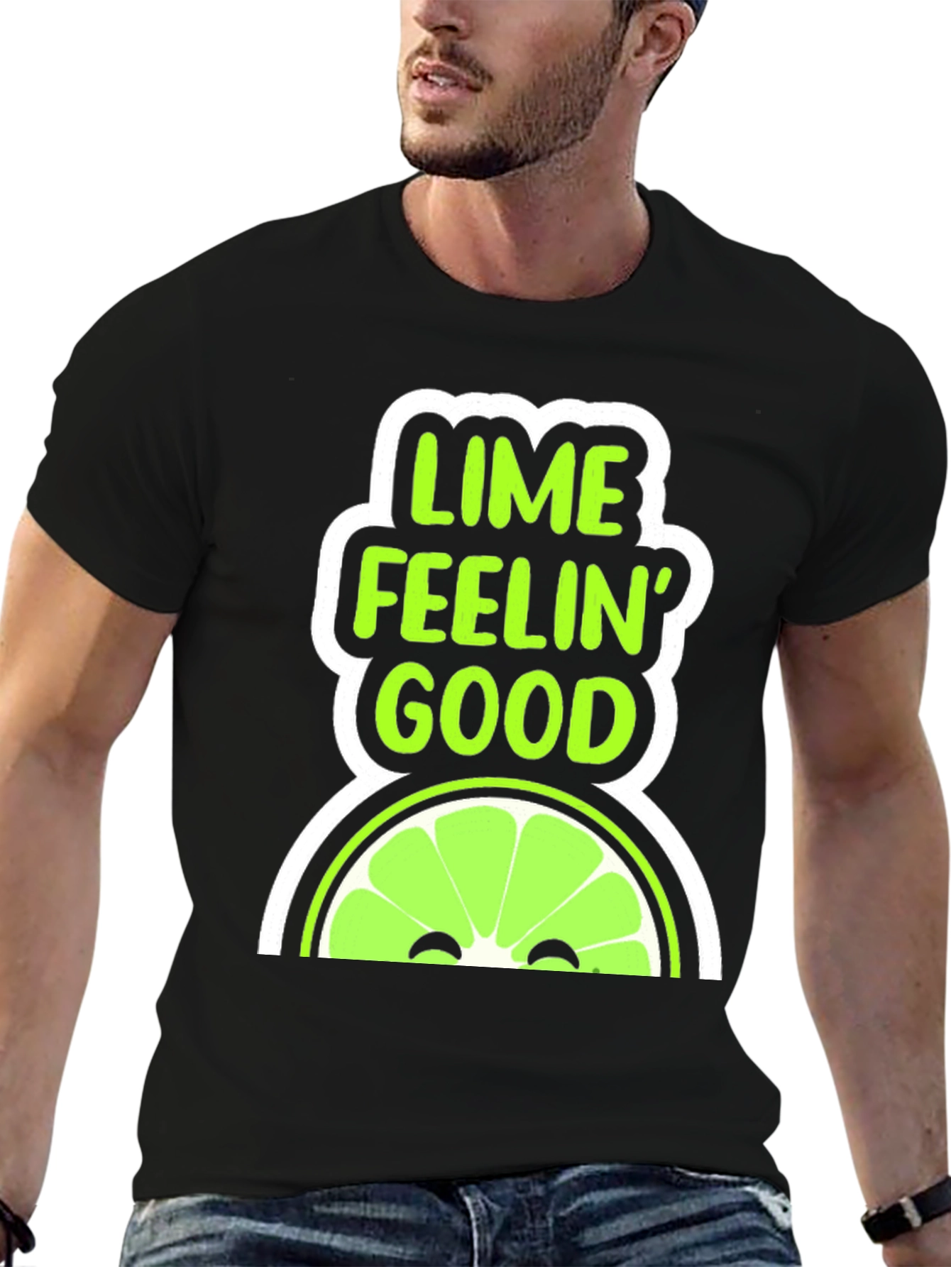 Black Lime Feelin' Good Graphic T-Shirt view 6