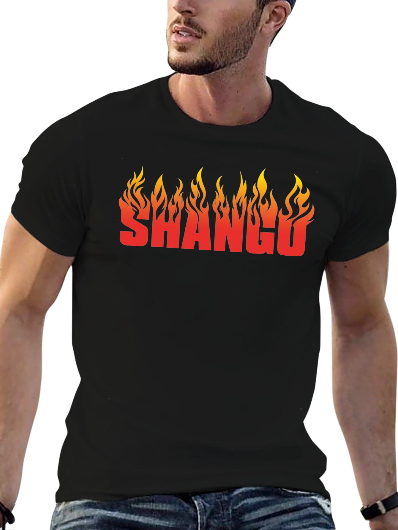Black Shango Flame Graphic Black T-Shirt view 6