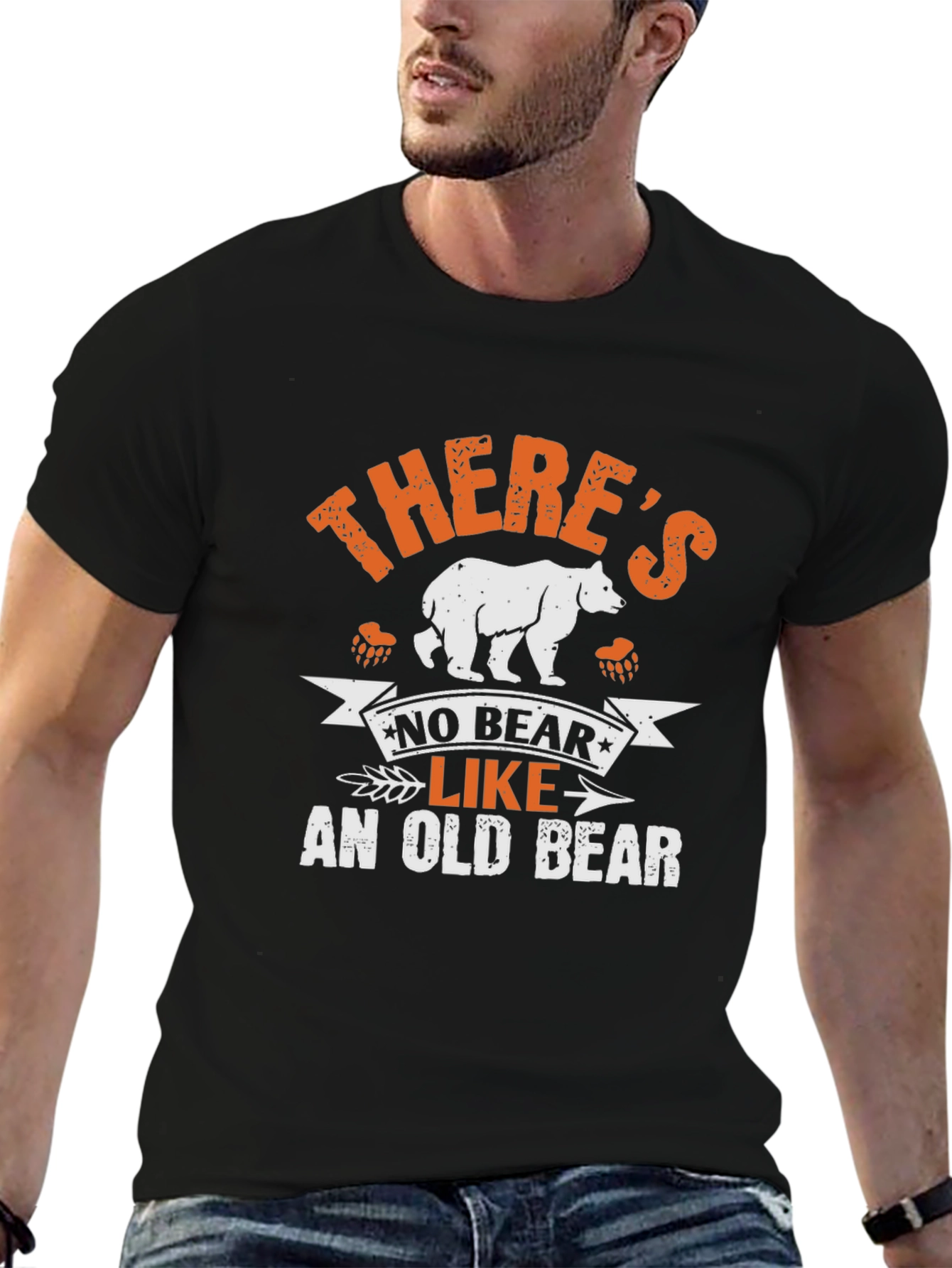 Black There's No Bear Like an Old Bear T-Shirt view 6