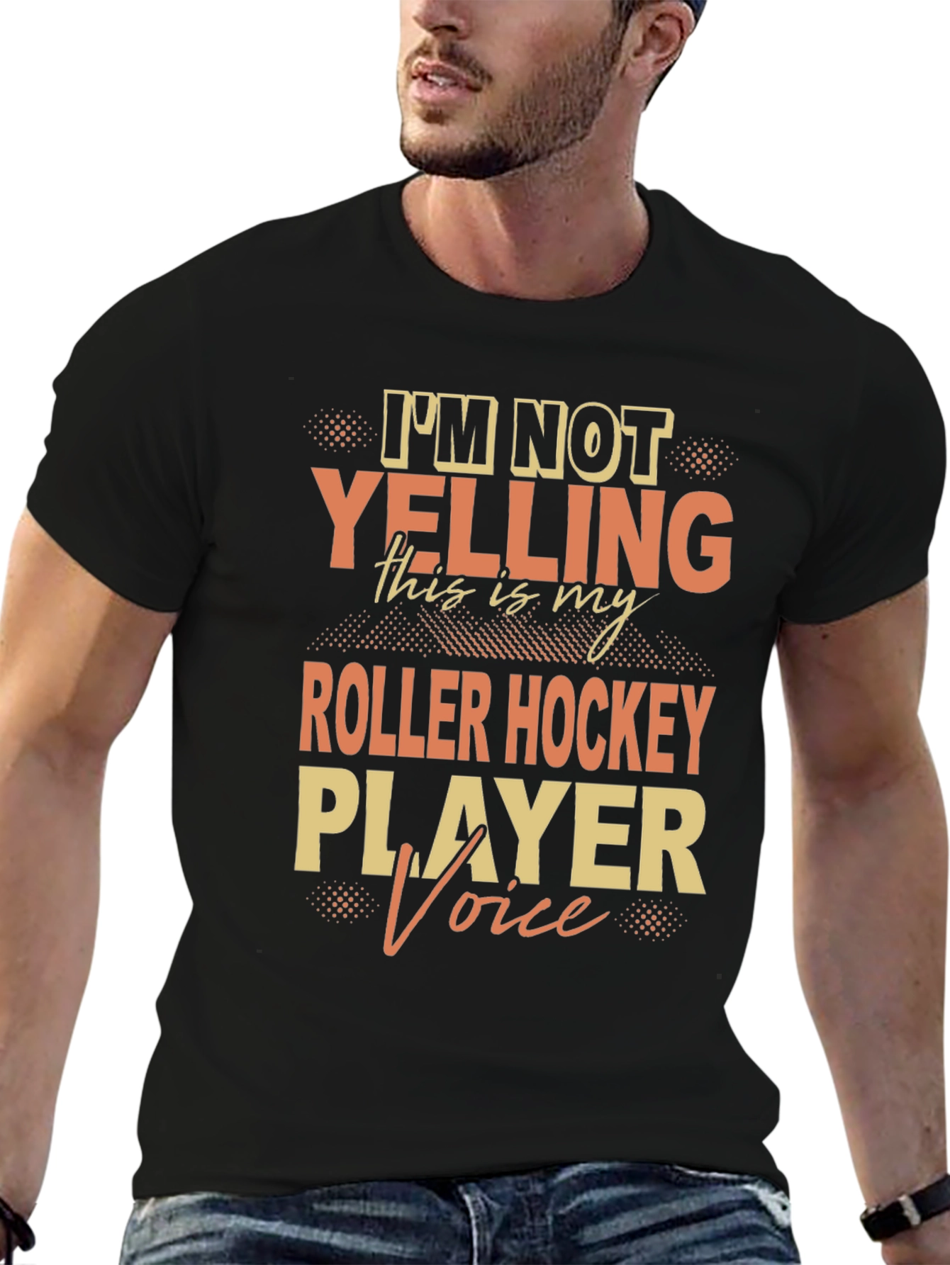 Black Roller Hockey Player Voice T-Shirt view 6