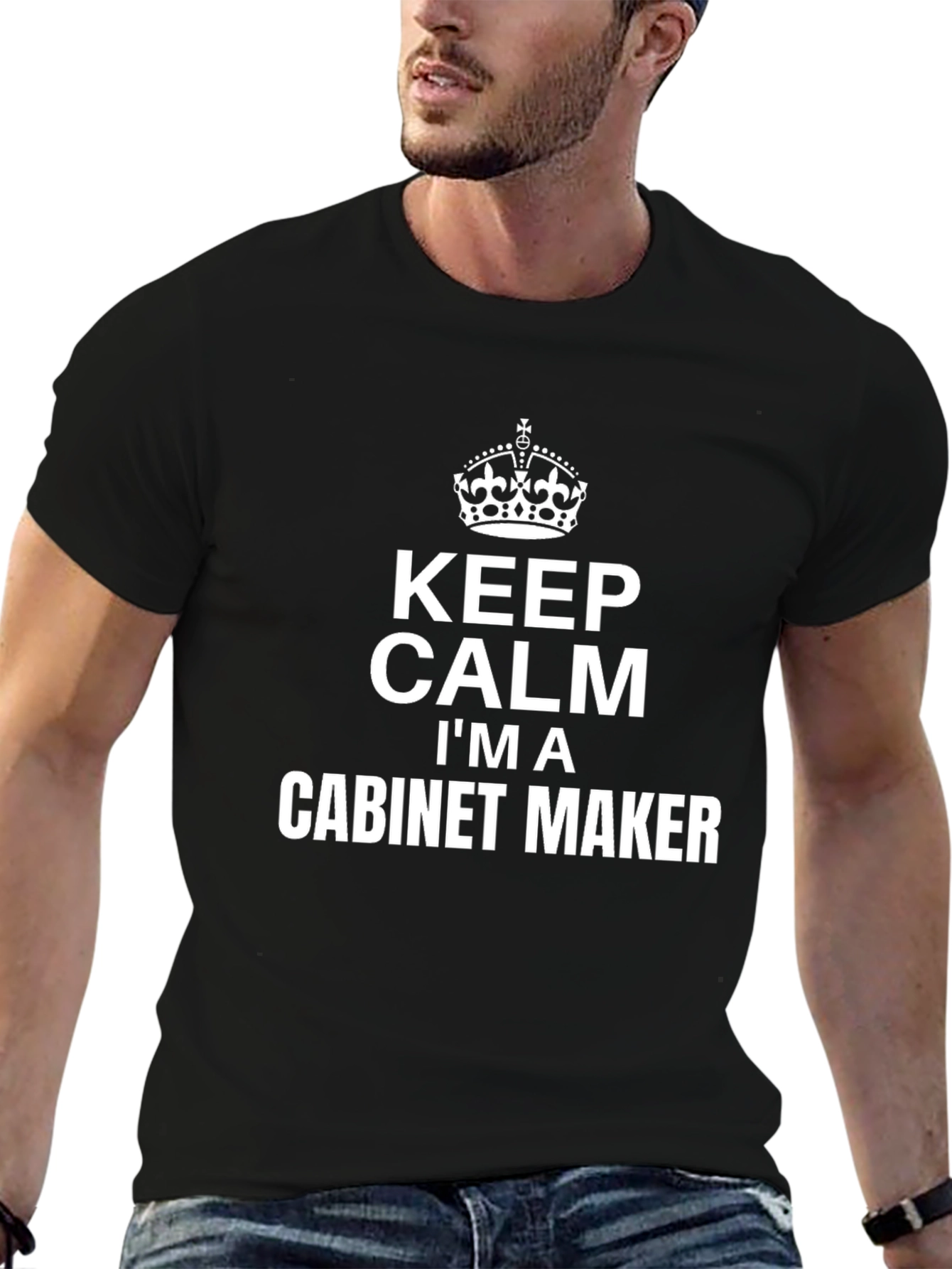 Black Keep Calm Cabinet Maker Black T-Shirt view 6