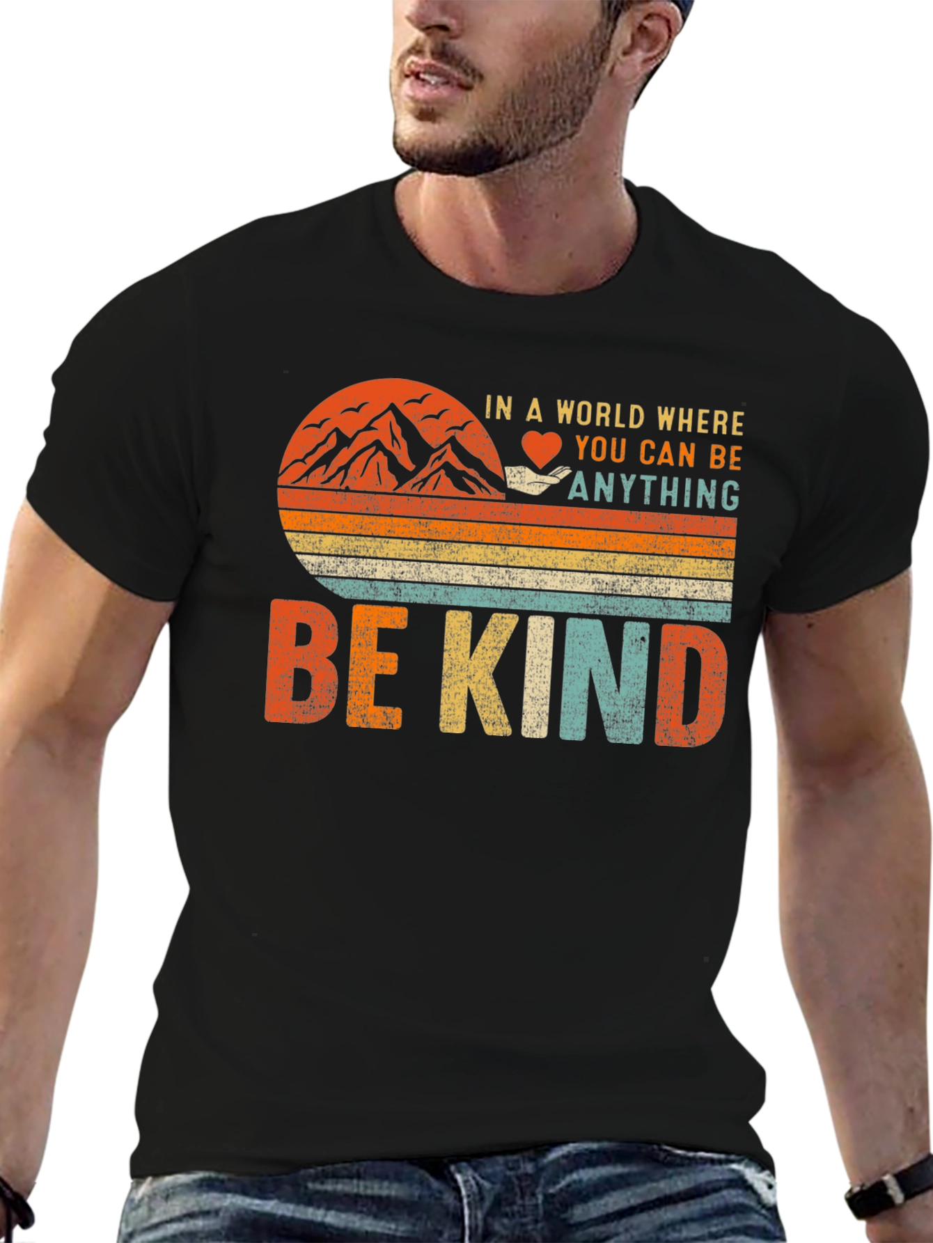 Black Be Kind Graphic T-Shirt - Inspiring Vintage Design view 6