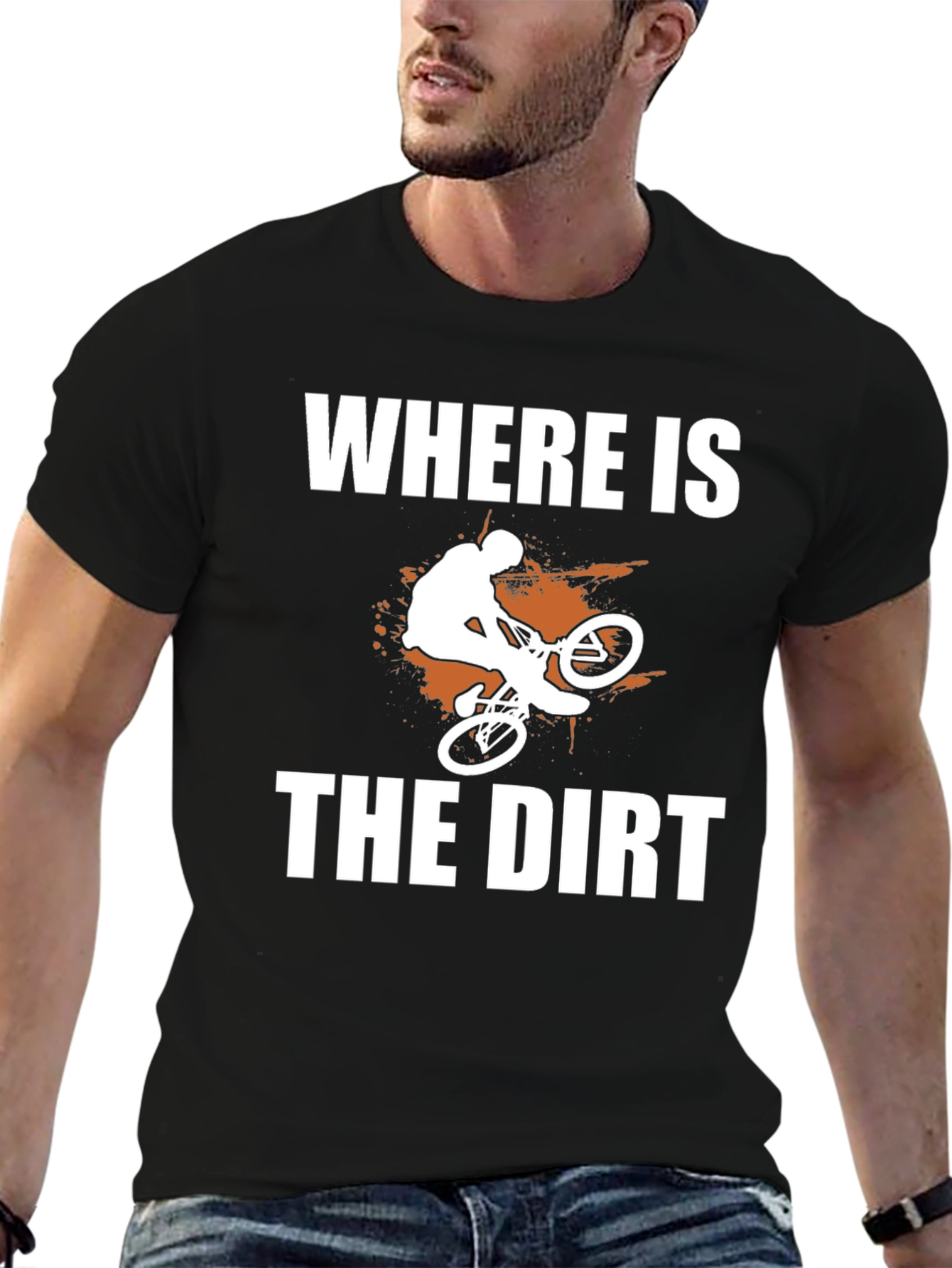 Black Where is the Dirt? Mountain Bike Graphic Tee view 6