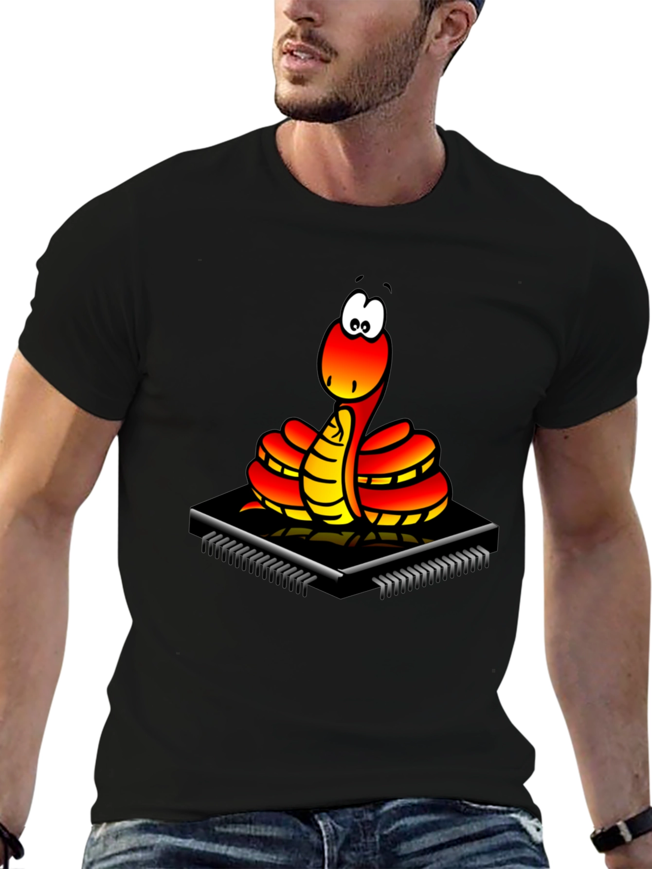 Black Geek Chic: Snake on Circuit Board T-Shirt view 6