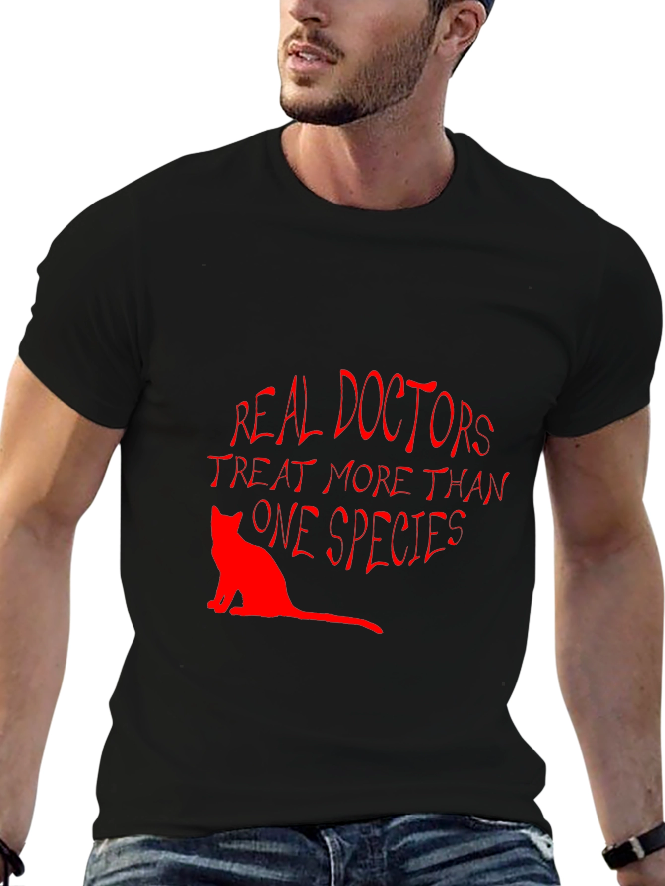 Black Vet T-Shirt: Real Doctors Treat More Than One Species view 6
