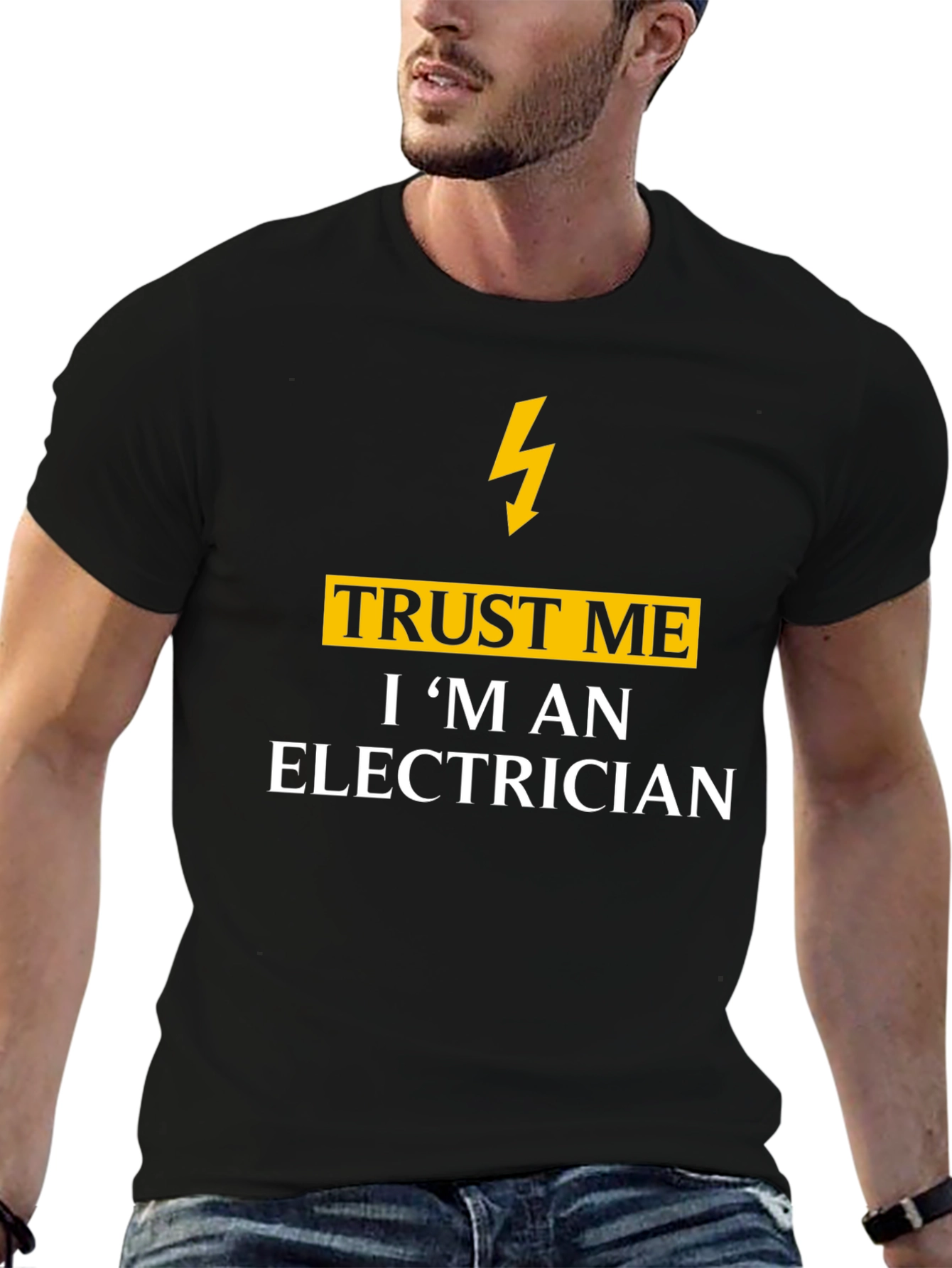 Black Trust Me I'm An Electrician T-Shirt view 6