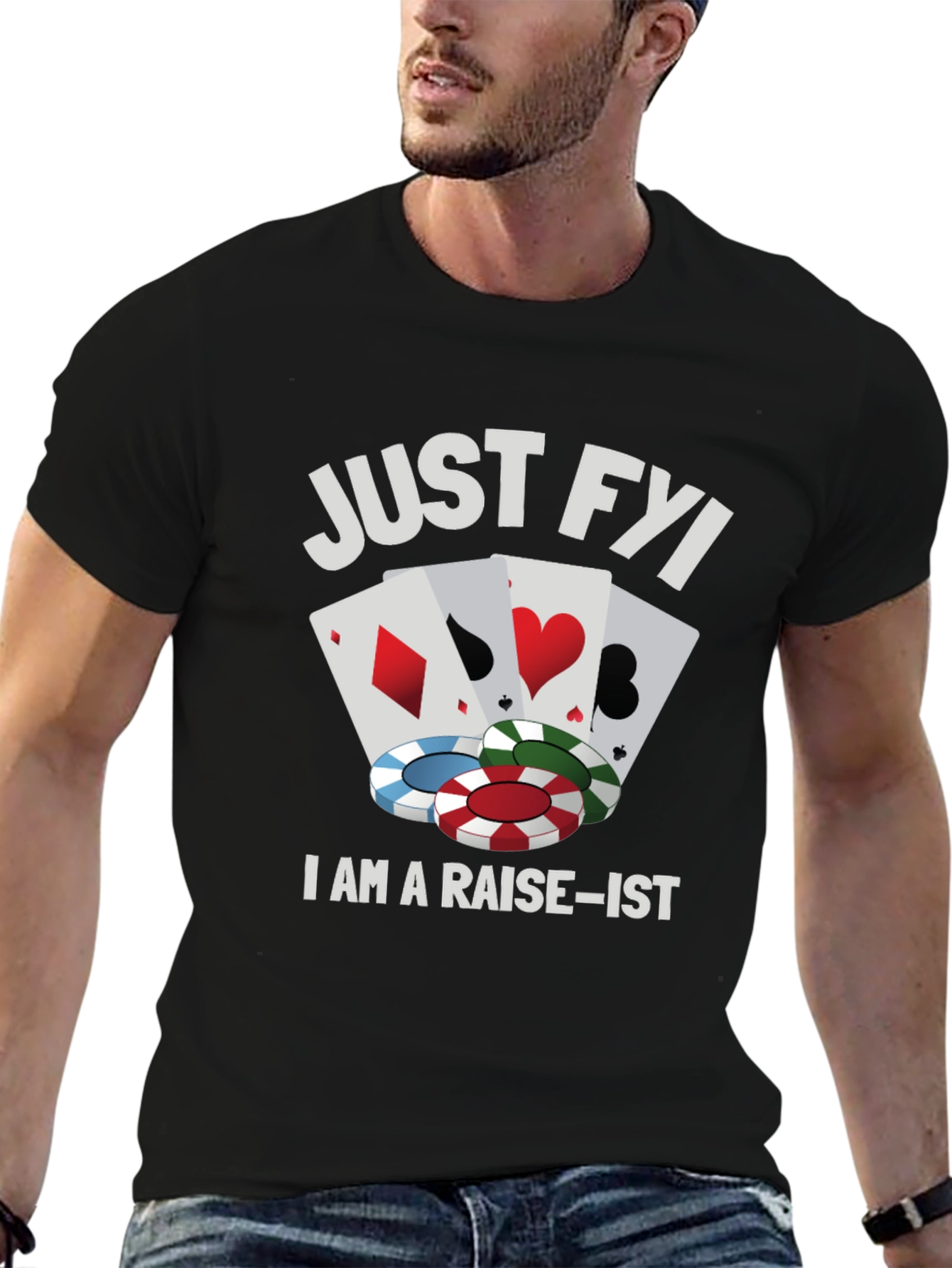 Black Poker Raise-ist Funny Graphic T-Shirt view 6