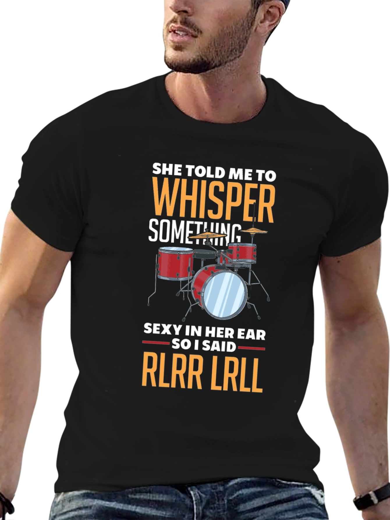 Black Drummer RLRR LRLL T-Shirt - Music Gift view 6